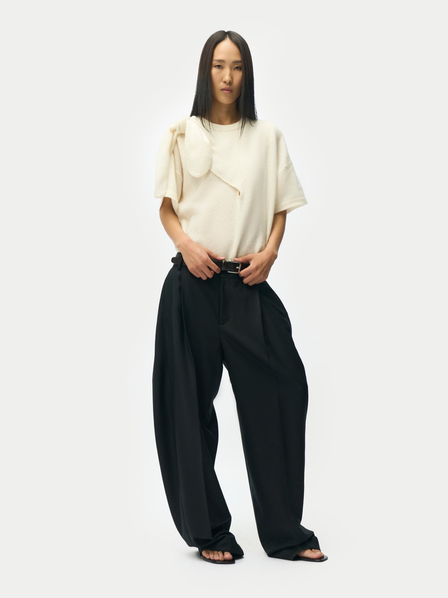 Barrel-Leg Cashmere Pants