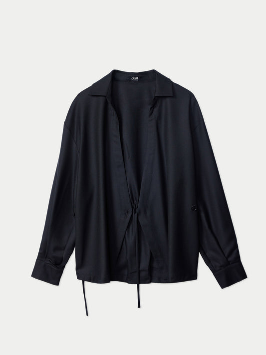 Women's Cashmere Wrap Shirt Black - Gobi Cashmere