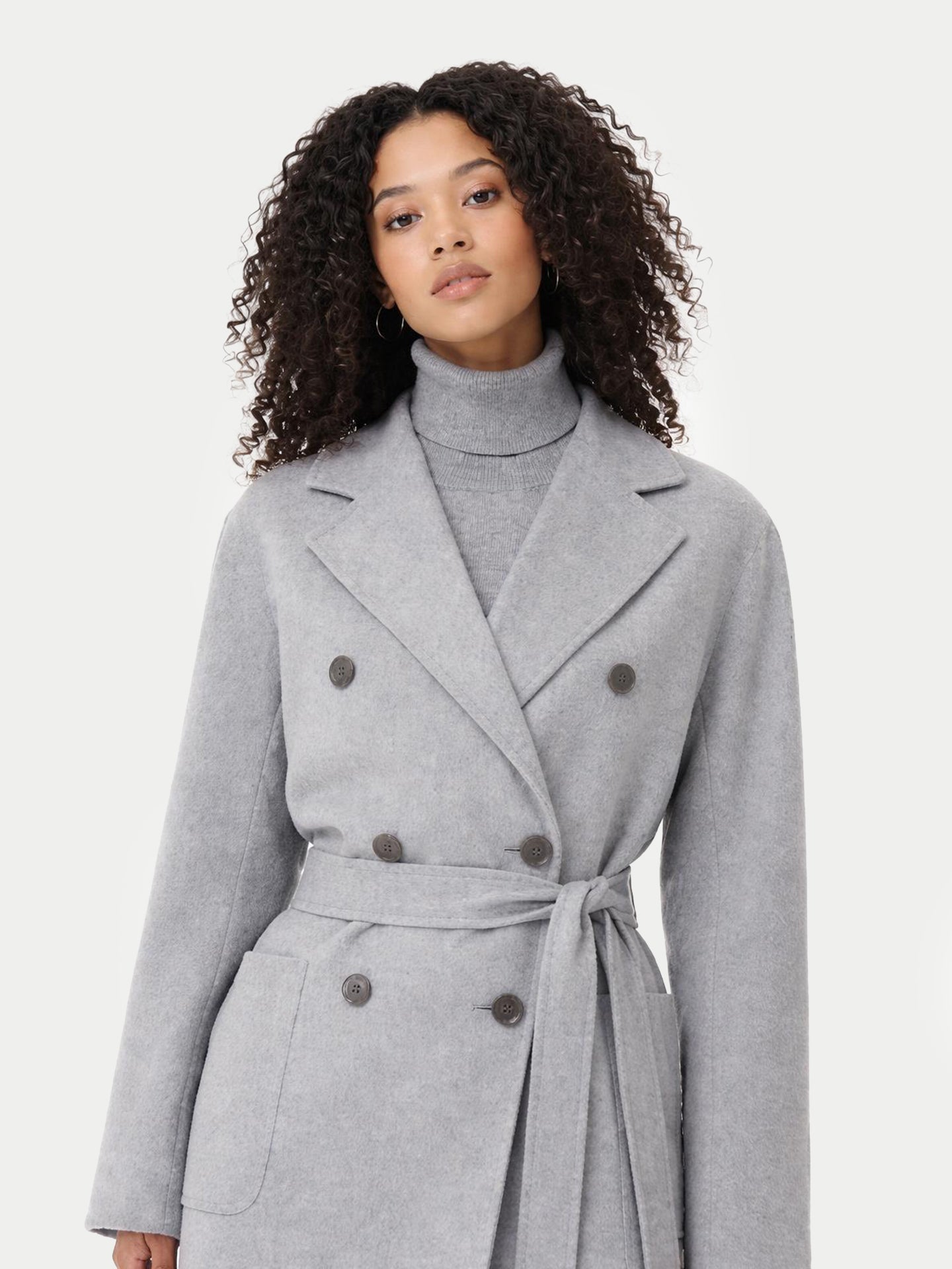 Double Cashmere Breasted Long Coat Vapor Blue - Gobi Cashmere