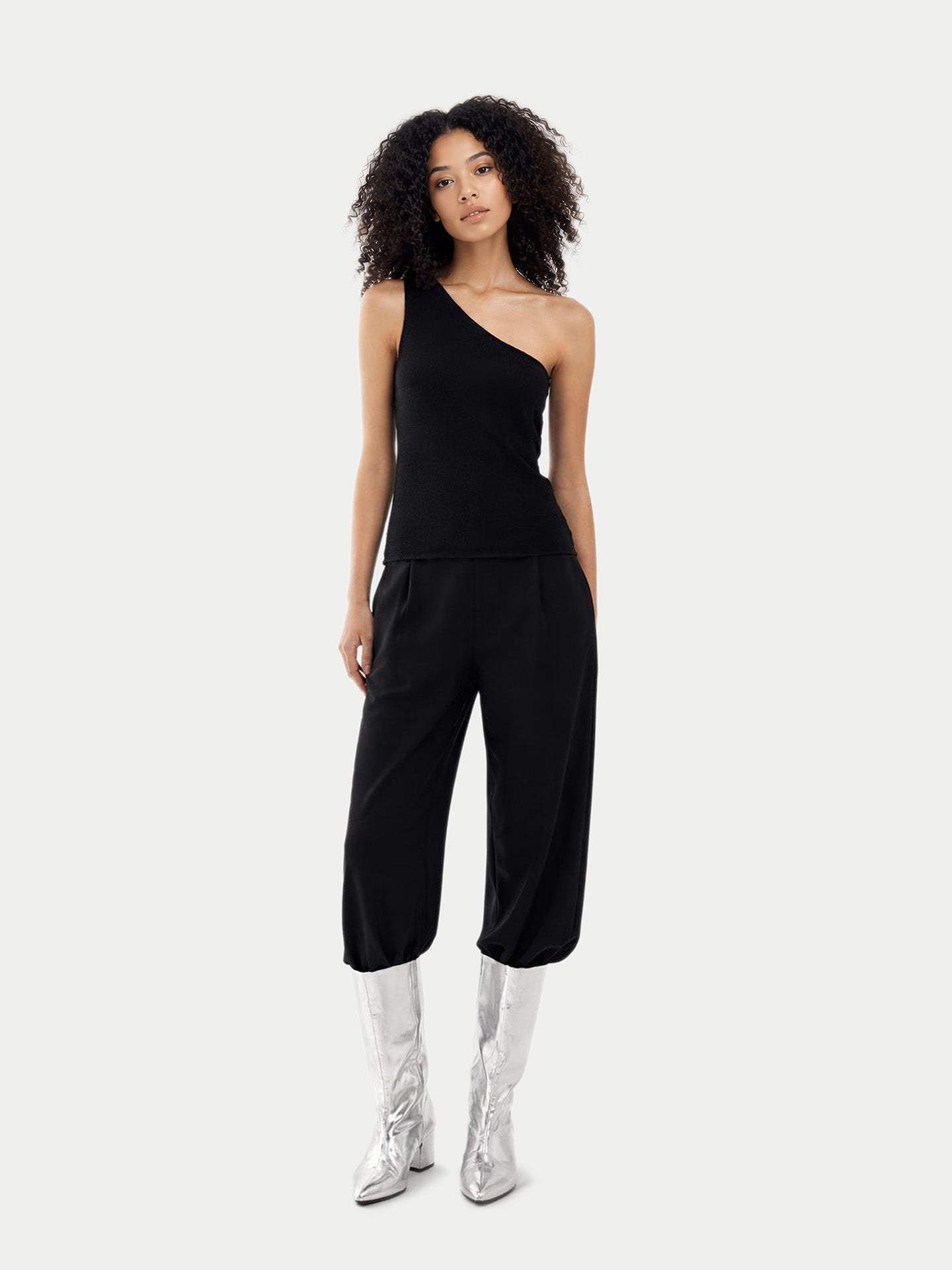 Cashmere Silk Sleeveless Asymmetric Top