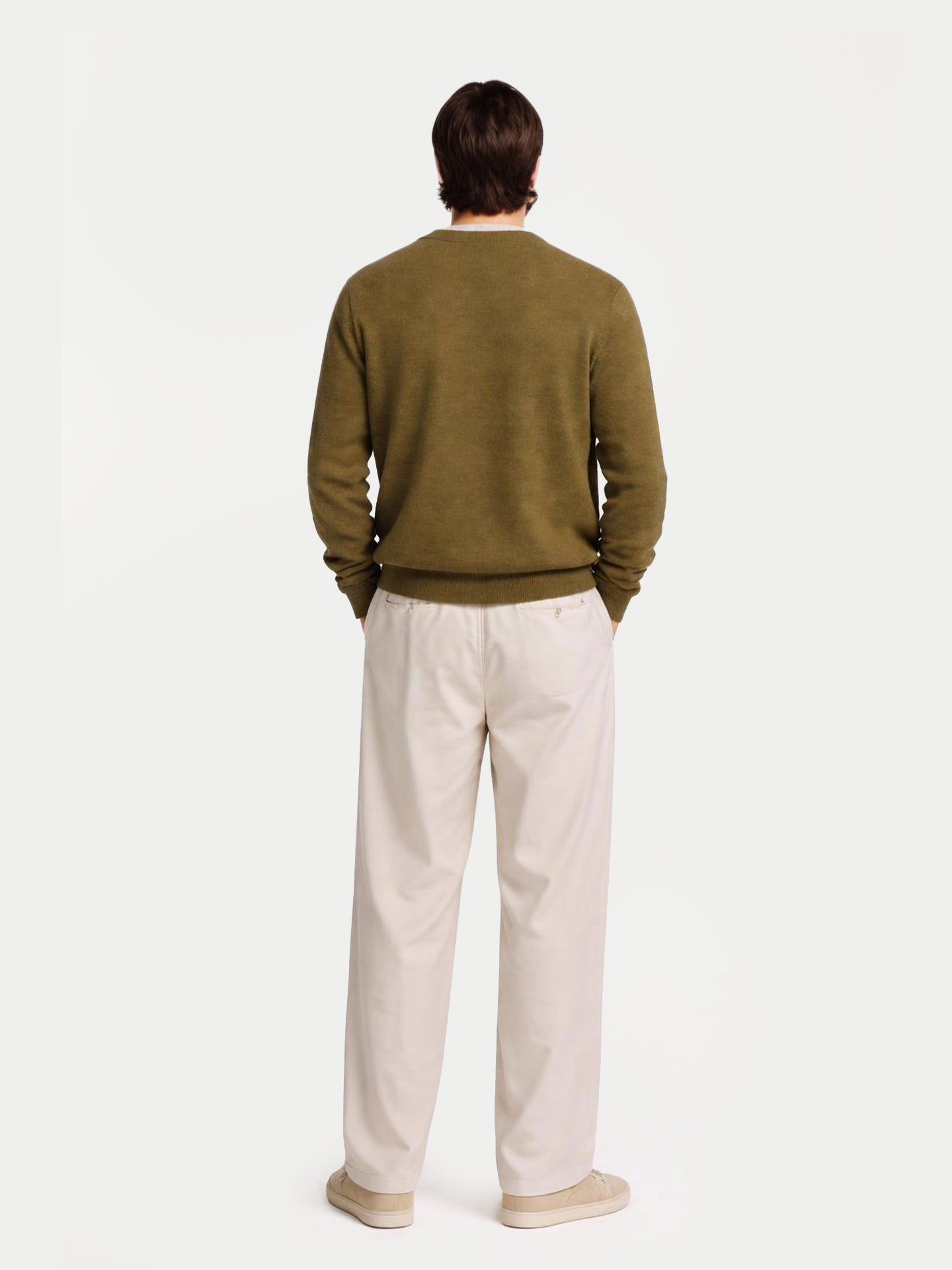 Essential Crewneck Cashmere Sweater Aloe - Gobi Cashmere