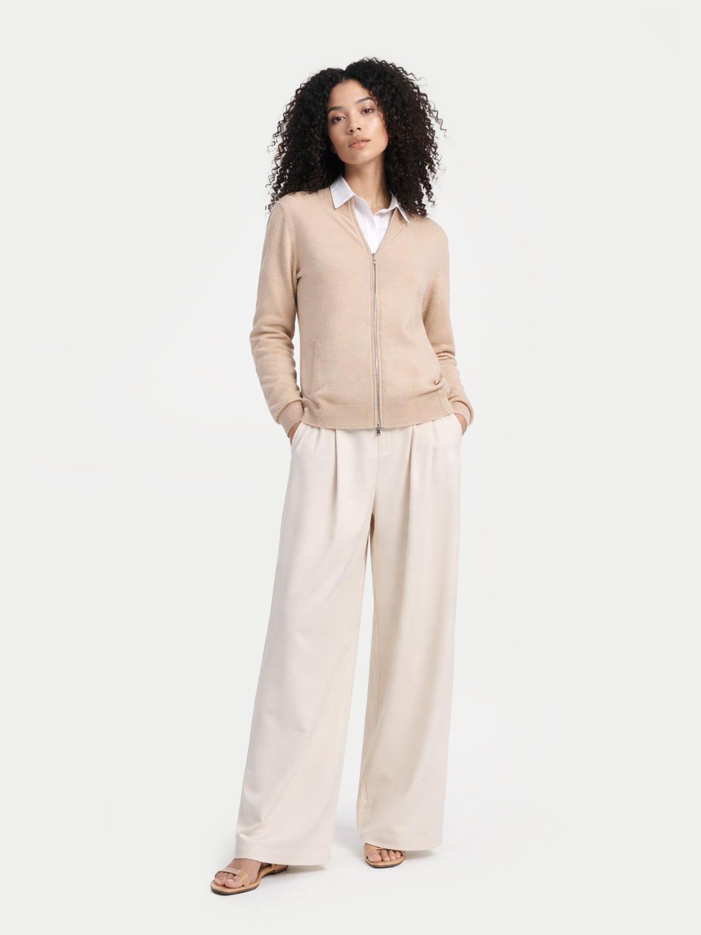 Organisk Färg Kashmir Kofta med Dragkedja