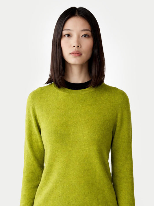 Essential Cashmere Crewneck Sweater Spinach Green - Gobi Cashmere