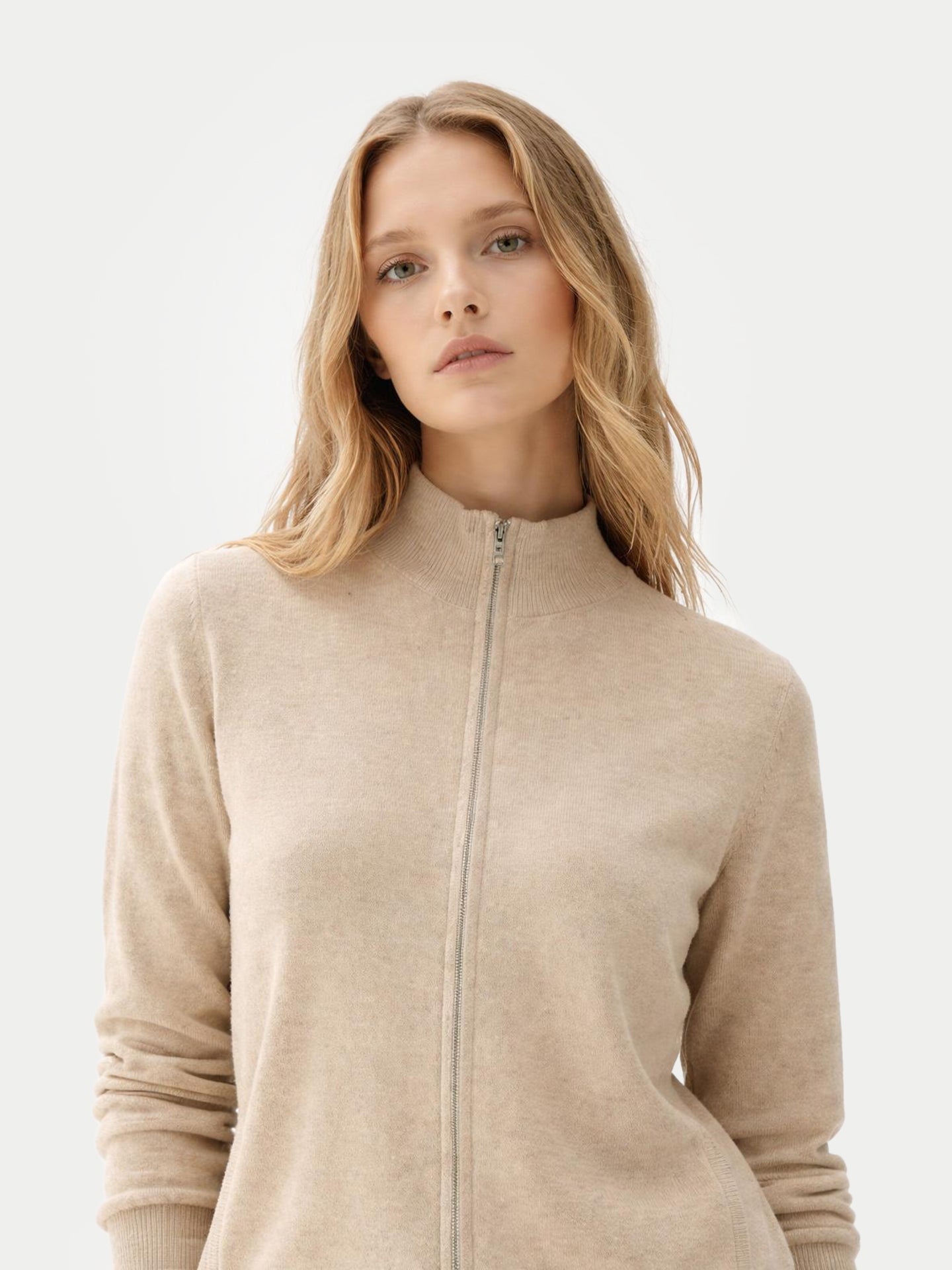 Cardigan Full-Zip In Cashmere Di Colore Organico