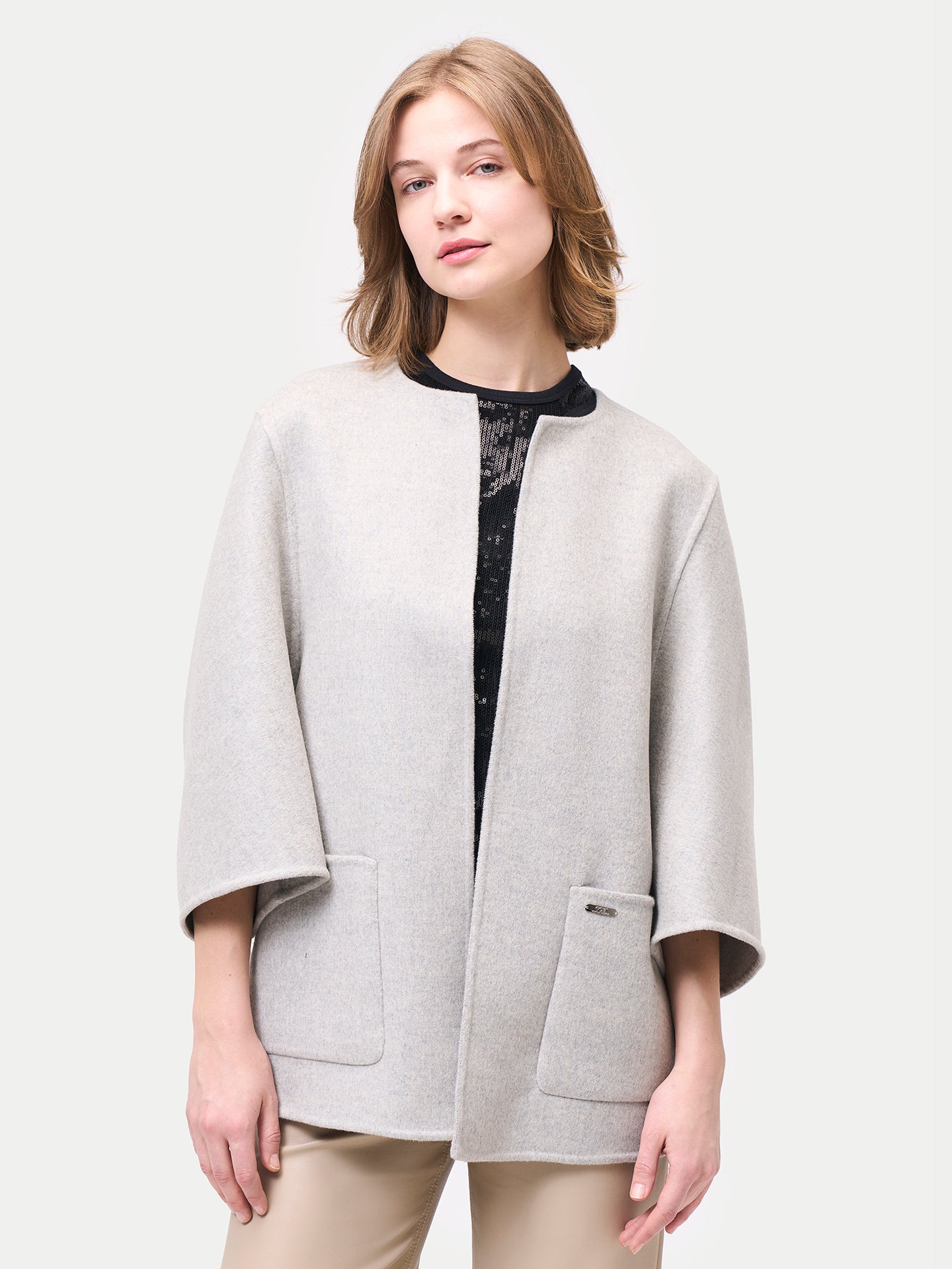 Women's Cashmere Poncho Jacket with Pockets Dawn Blue | GOBI Cashmere