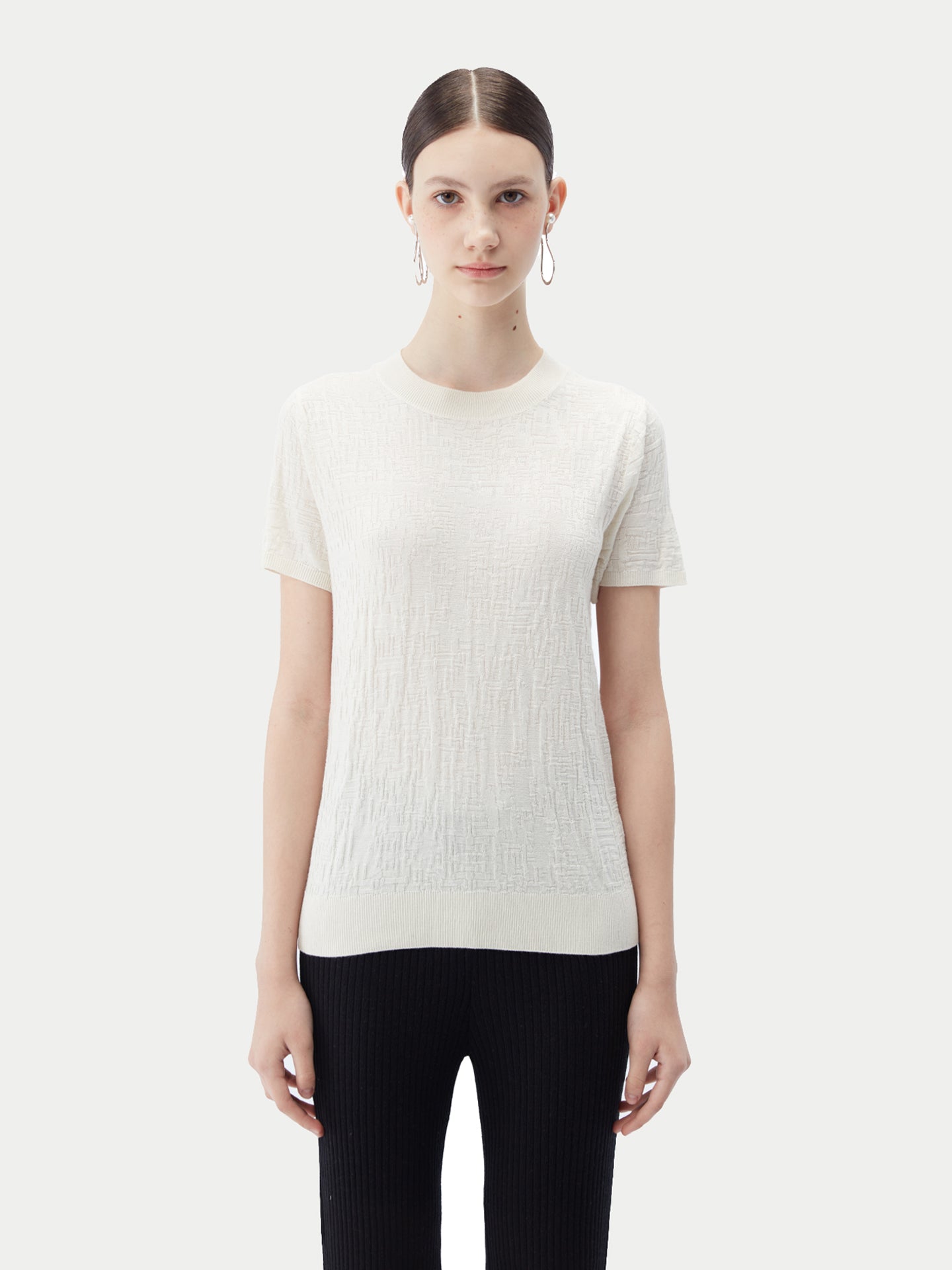 Women's Silk Cashmere T-Shirt Whisper White - Gobi Cashmere