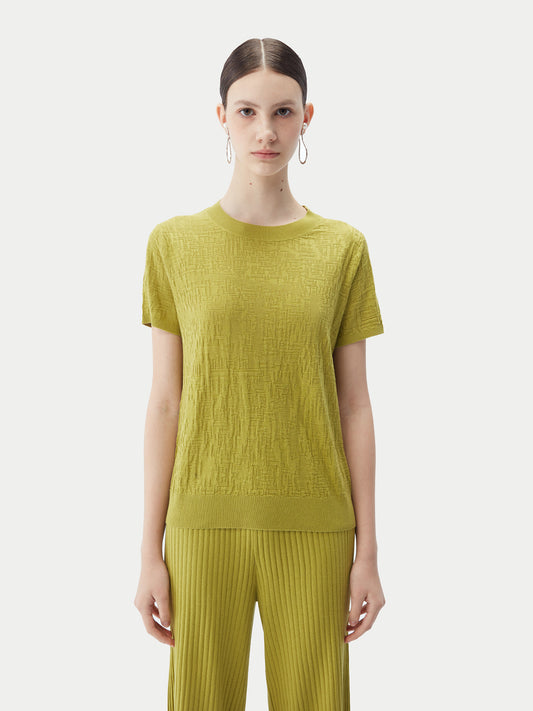 Women's Silk Cashmere T-Shirt Dark Citron - Gobi Cashmere