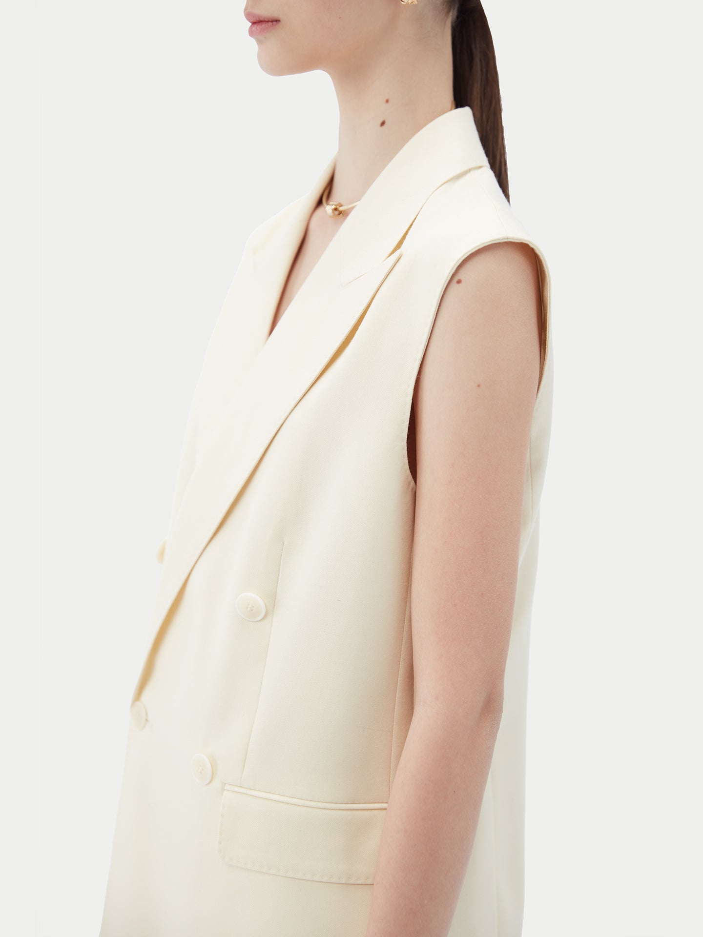 Organic Colour Cashmere Double-breasted Vest