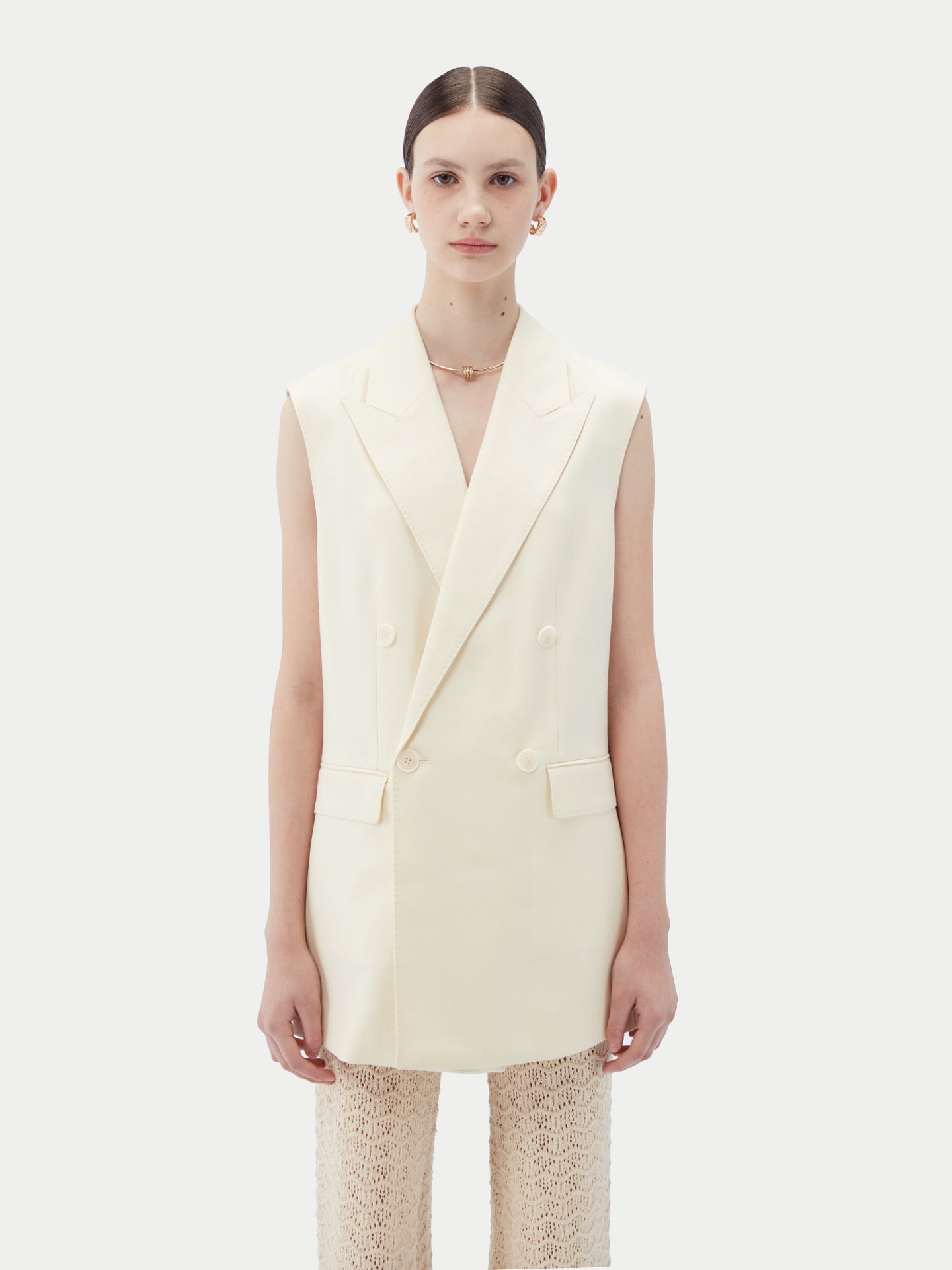 Organic Colour Cashmere Double-breasted Vest