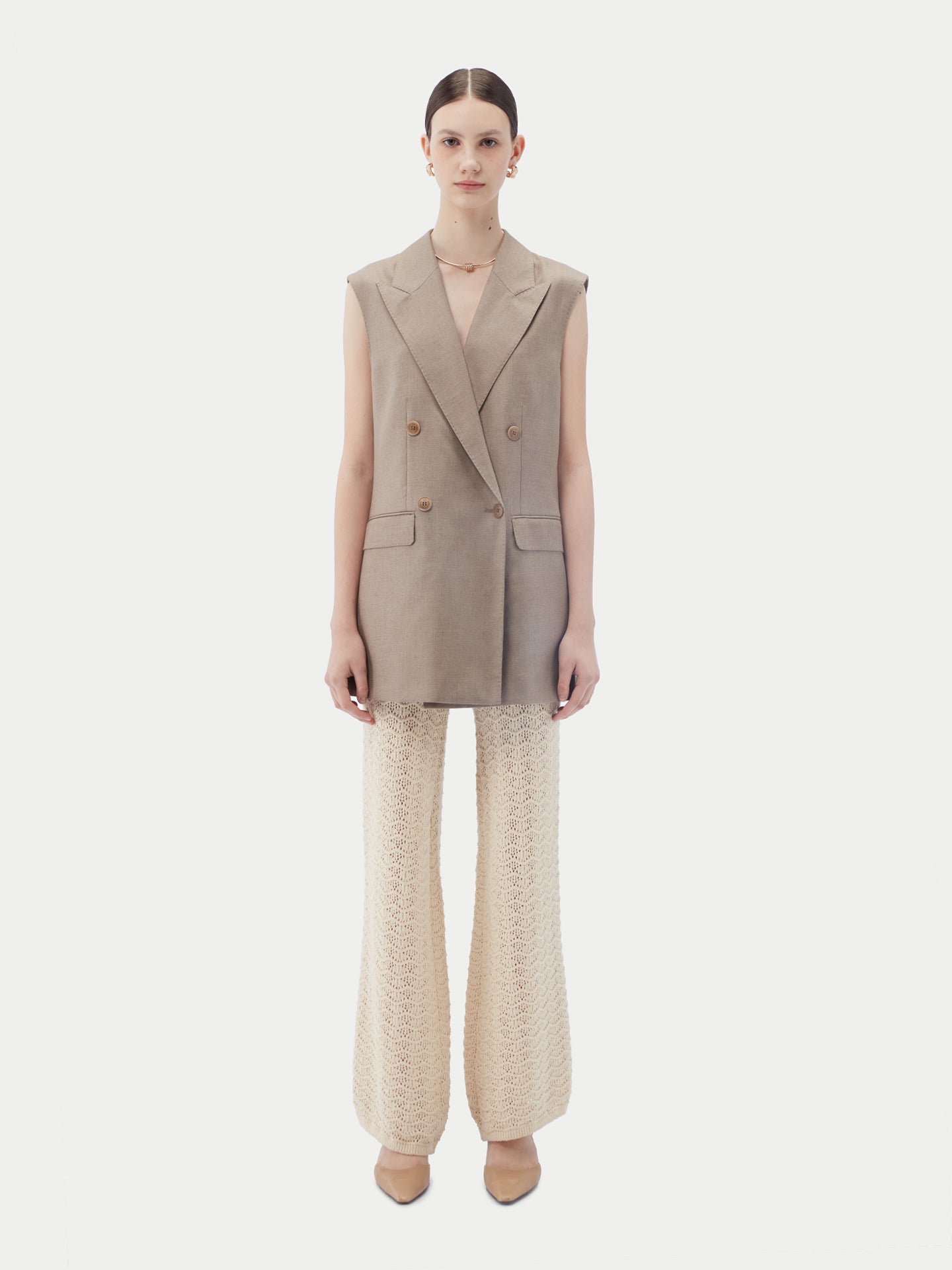 Organic Colour Cashmere Double-breasted Vest