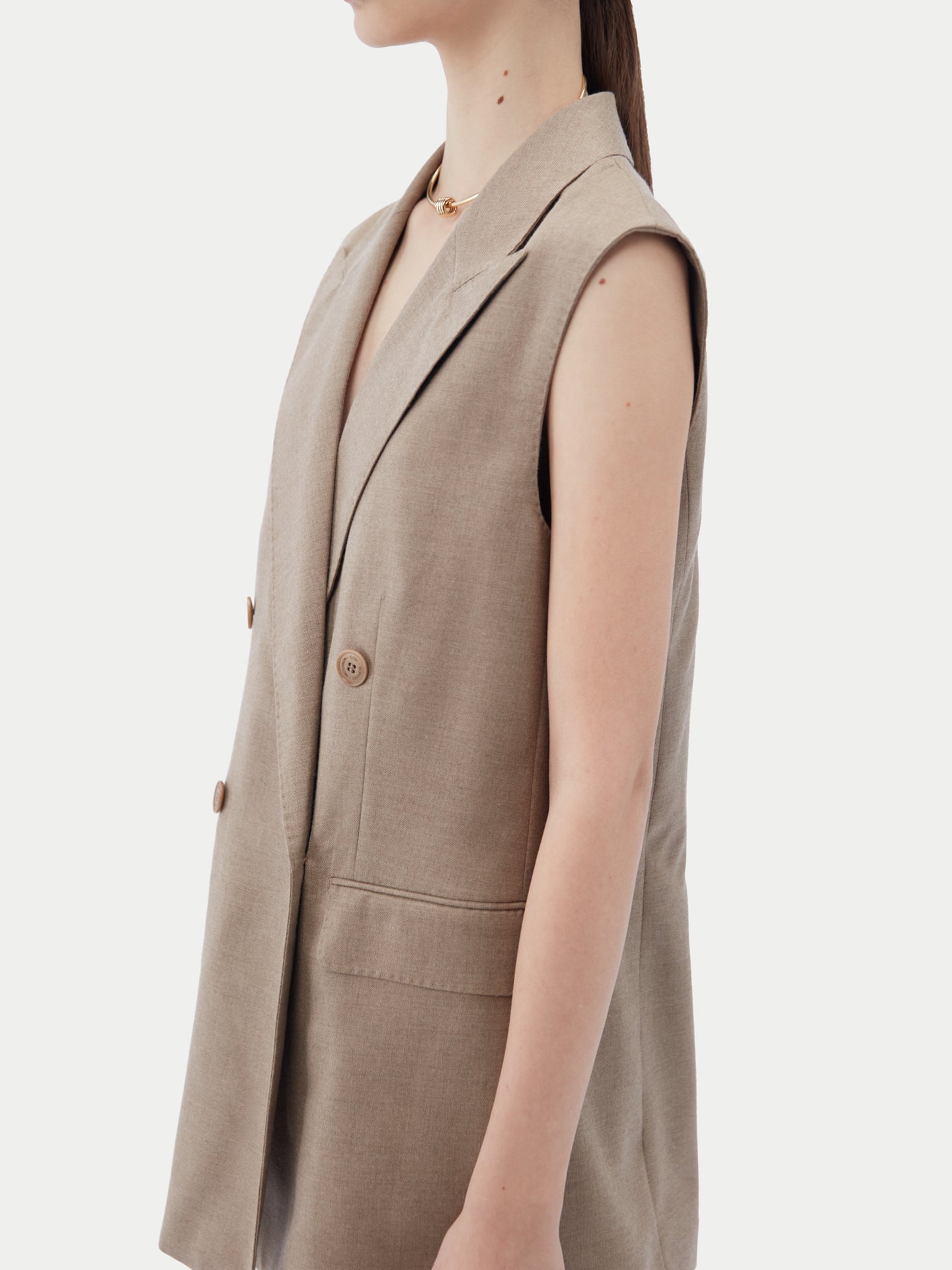 Organic Colour Cashmere Double-breasted Vest