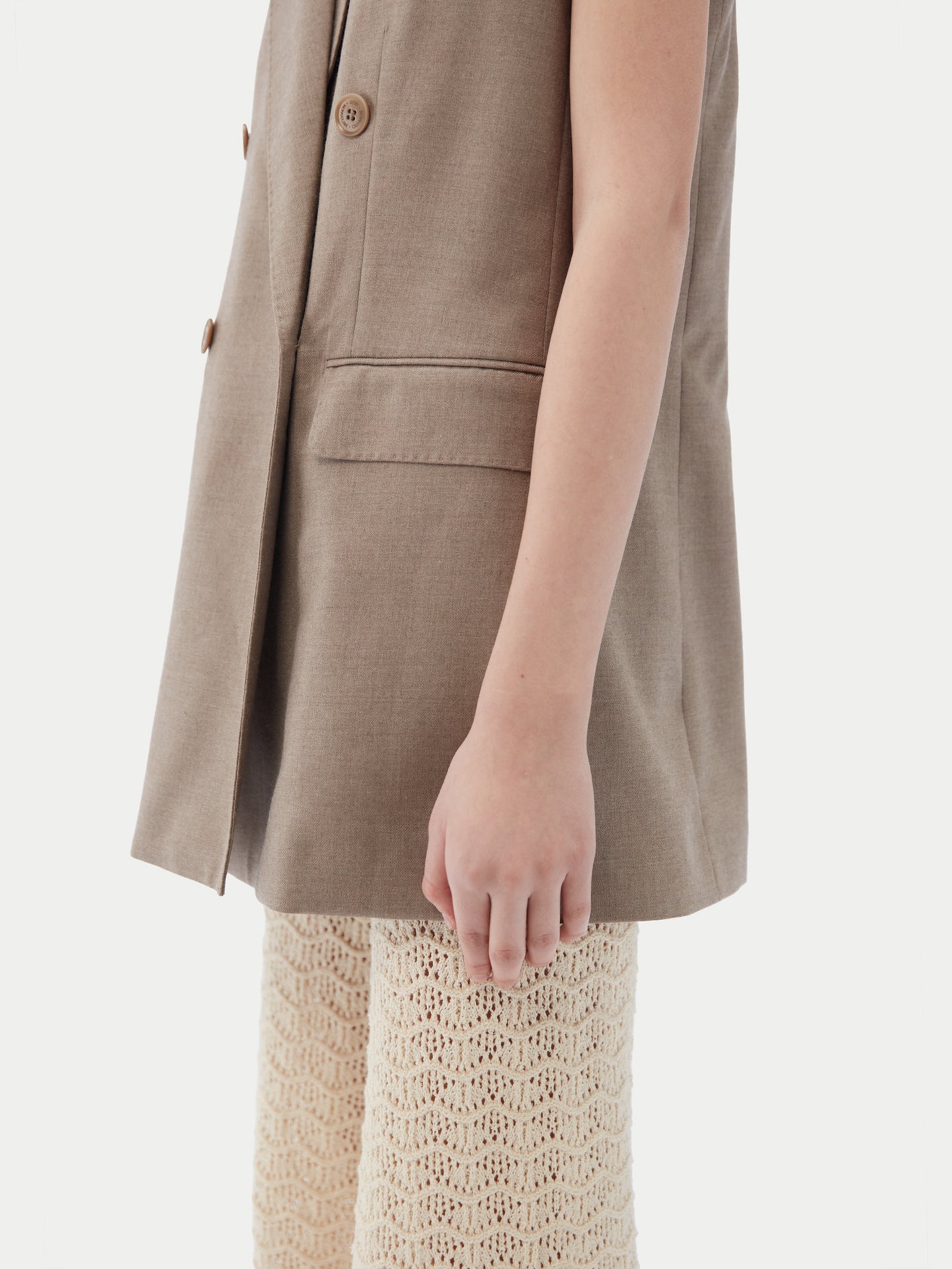 Organic Colour Cashmere Double-breasted Vest