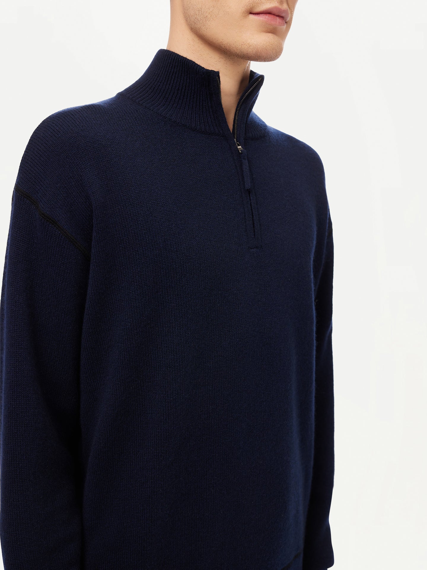 Men’s Cashmere Quarter-Zip Sweater Navy - Gobi Cashmere