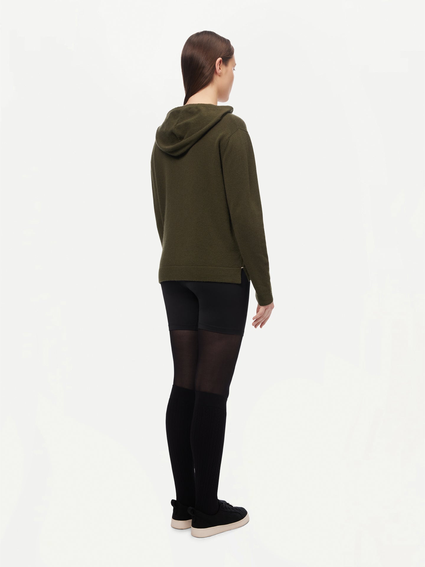 Women's Cashmere Zip-Up Hoodie Capulet Olive - GOBI Cashmere