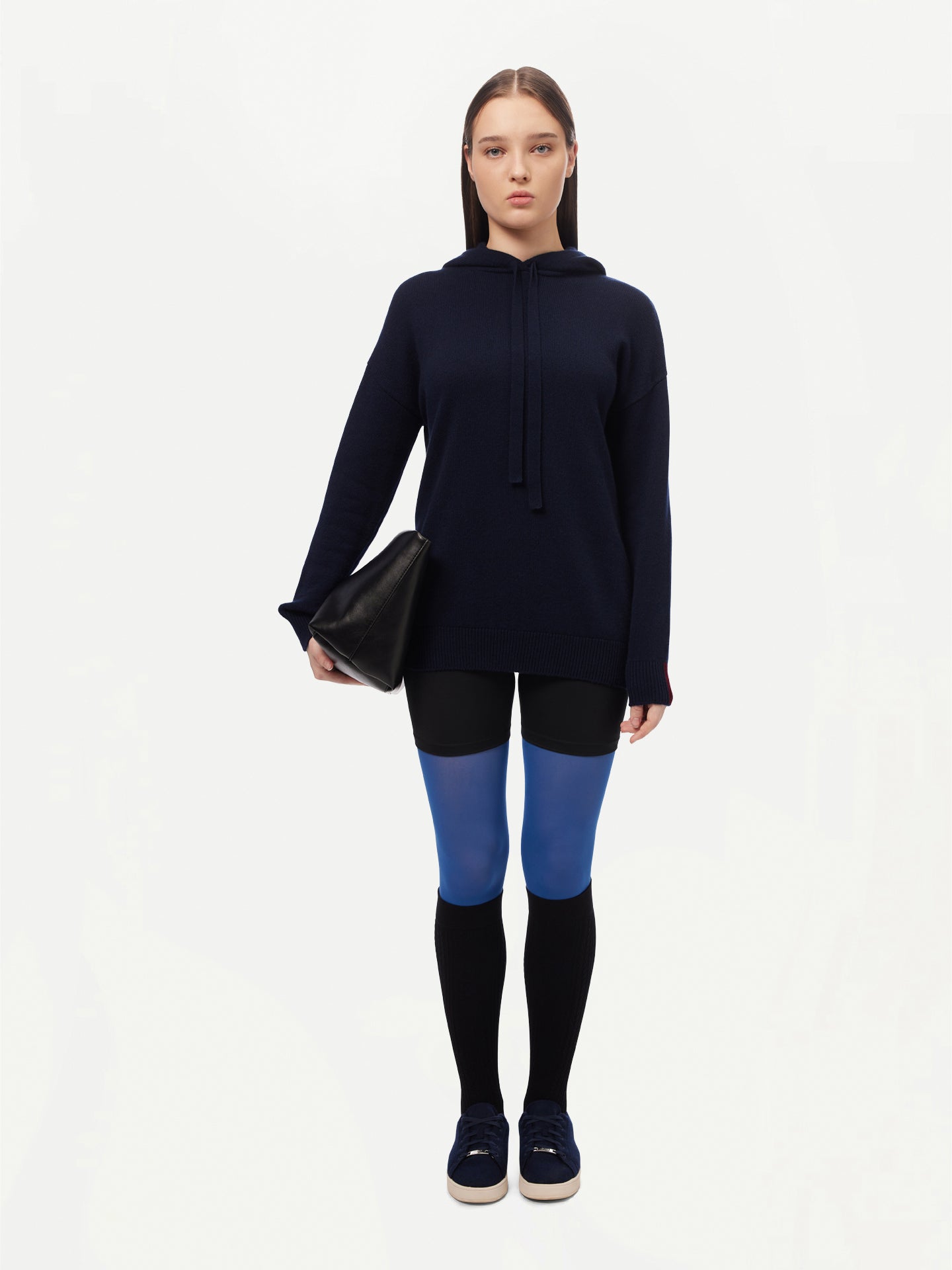 Women's Cashmere Pullover Hoodie Navy - Gobi Cashmere