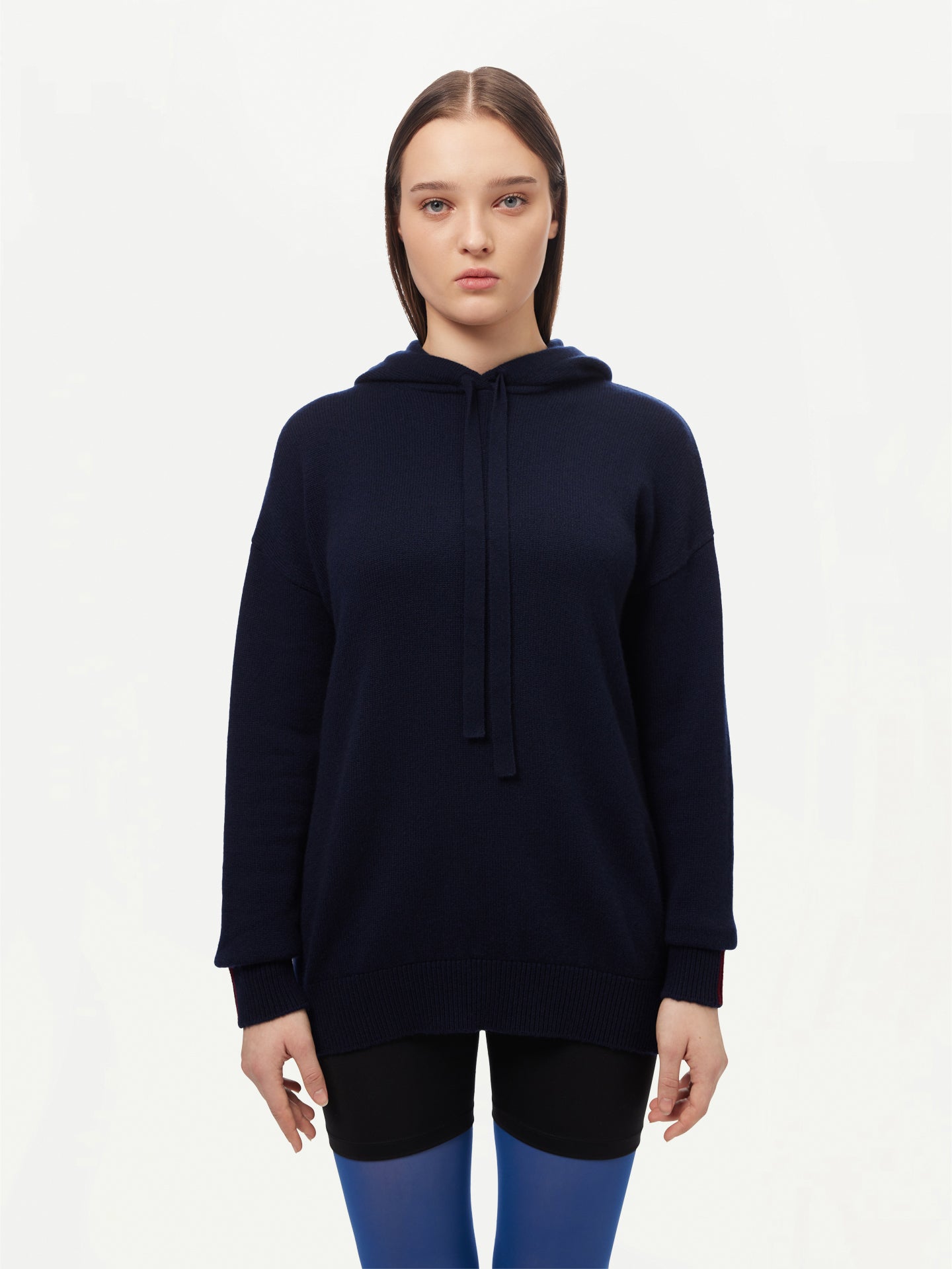 Women's Cashmere Pullover Hoodie Navy - Gobi Cashmere