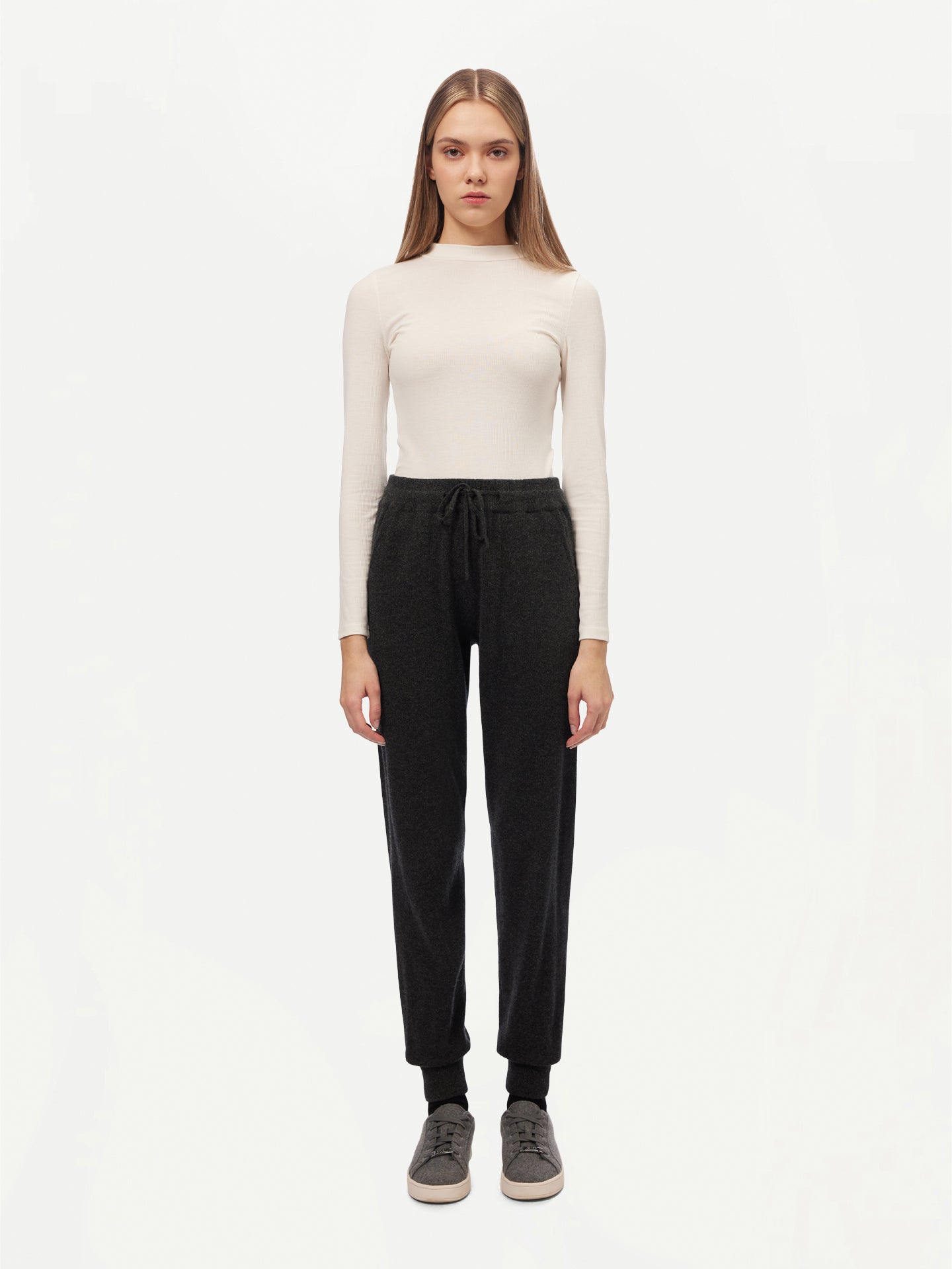 Women's Cashmere Cuffed Jogger Charcoal - Gobi Cashmere