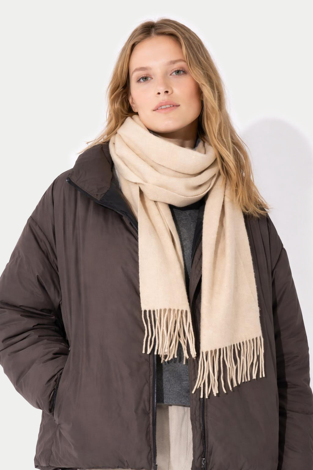 Sciarpa Con Frange In Cashmere