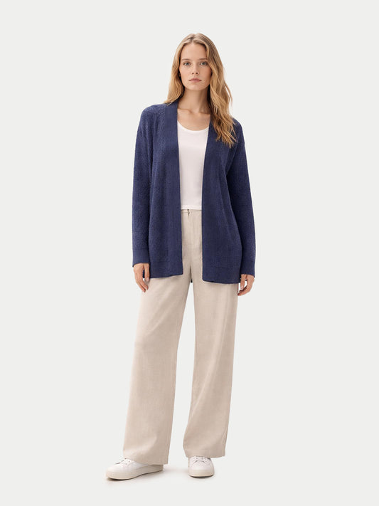 Ajour Knit Open-Front Cashmere Cardigan