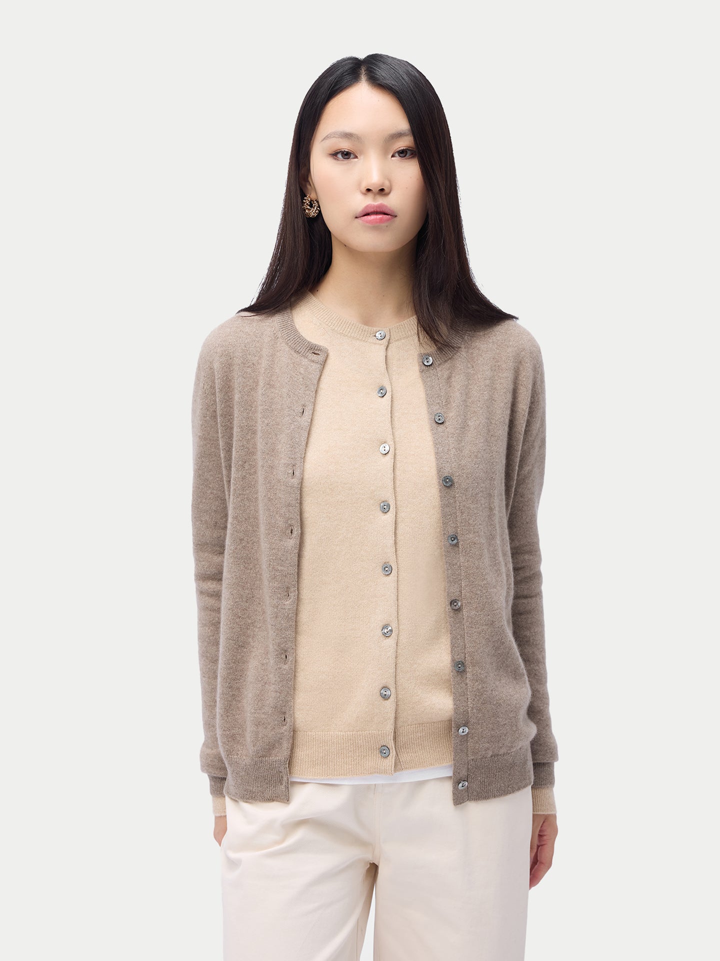 Kardigan kaszmirowy z okrągłym dekoltem    