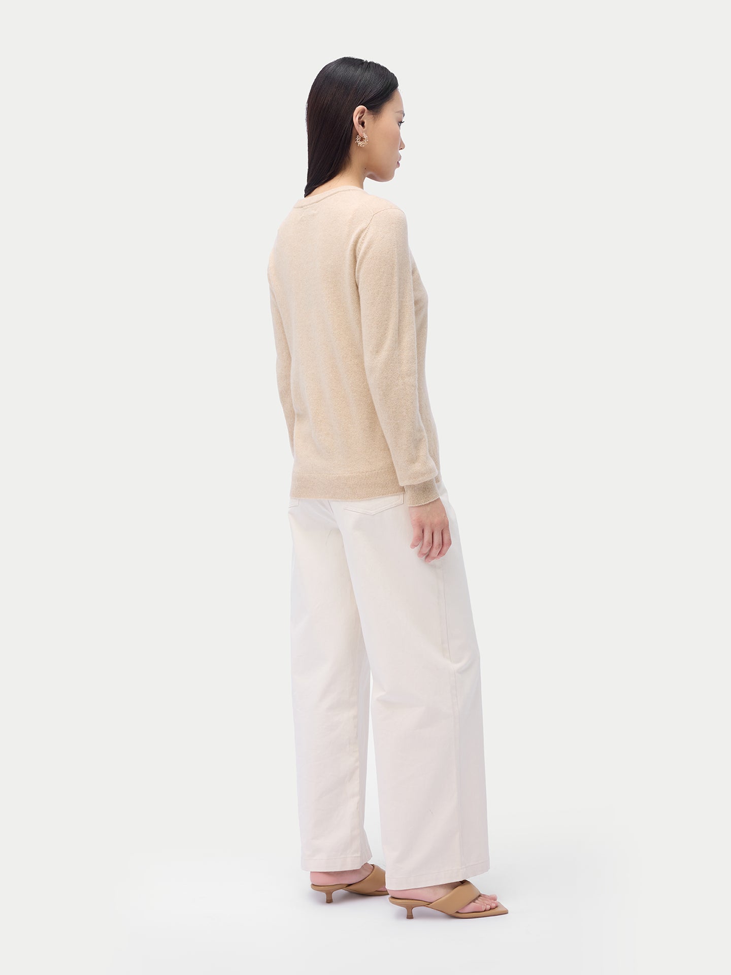 Kardigan kaszmirowy z okrągłym dekoltem    