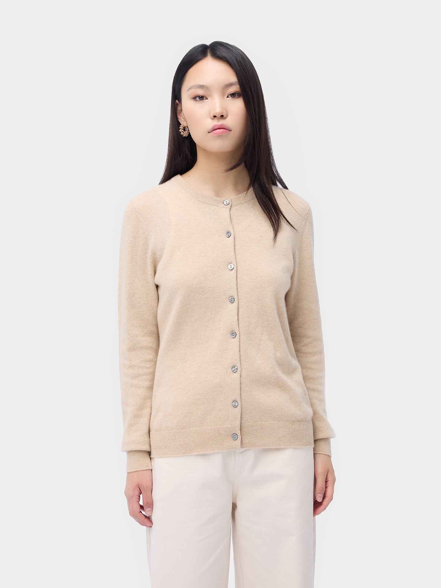 Kardigan kaszmirowy z okrągłym dekoltem    