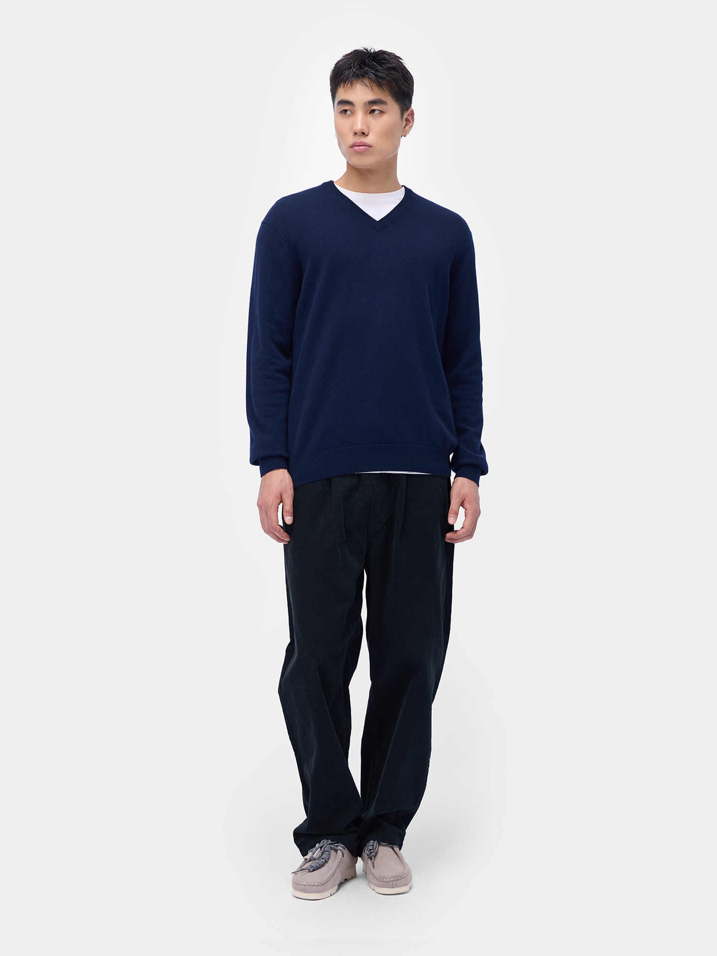 Maglione Basico Con Scollo A V In Cashmere 