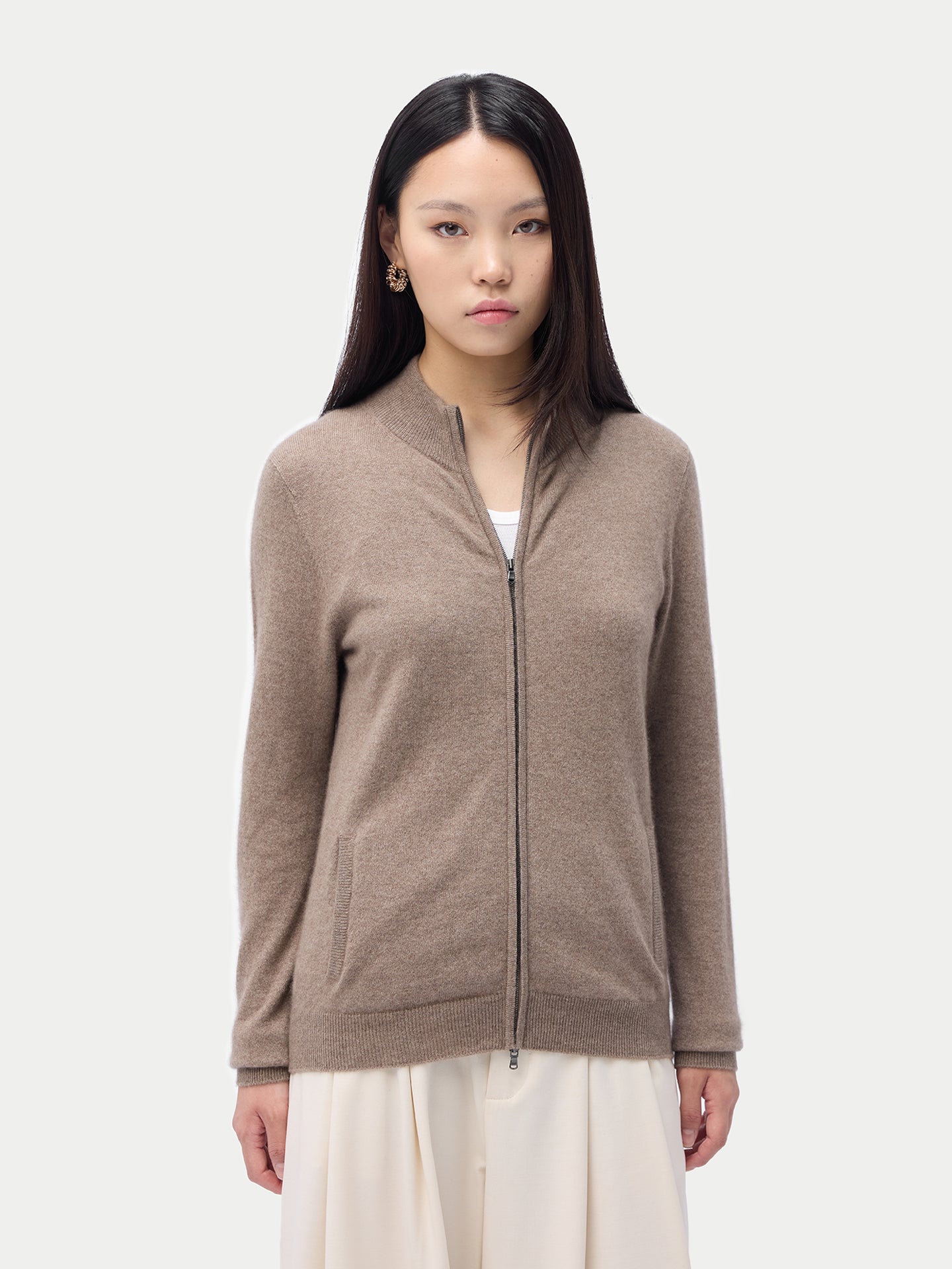 Essential Organic Colour Cashmere Full-Zip Cardigan