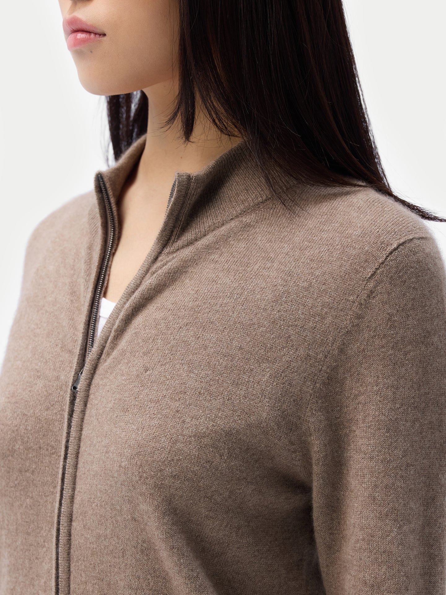 Essential Organic Colour Cashmere Full-Zip Cardigan