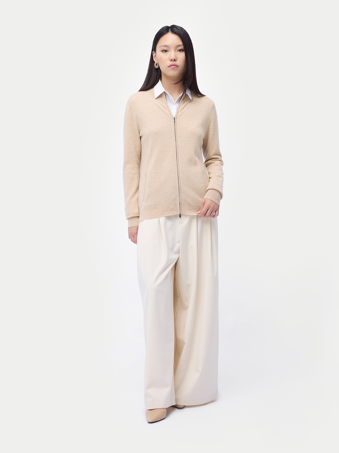 Essential Organic Colour Cashmere Full-Zip Cardigan