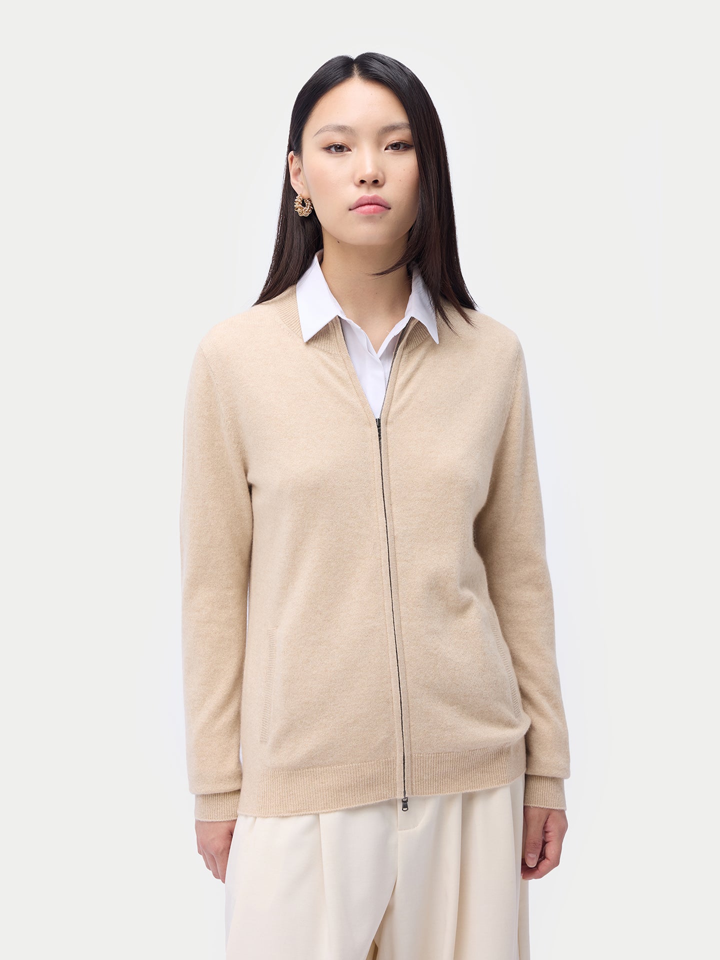 Essential Organic Colour Cashmere Full-Zip Cardigan