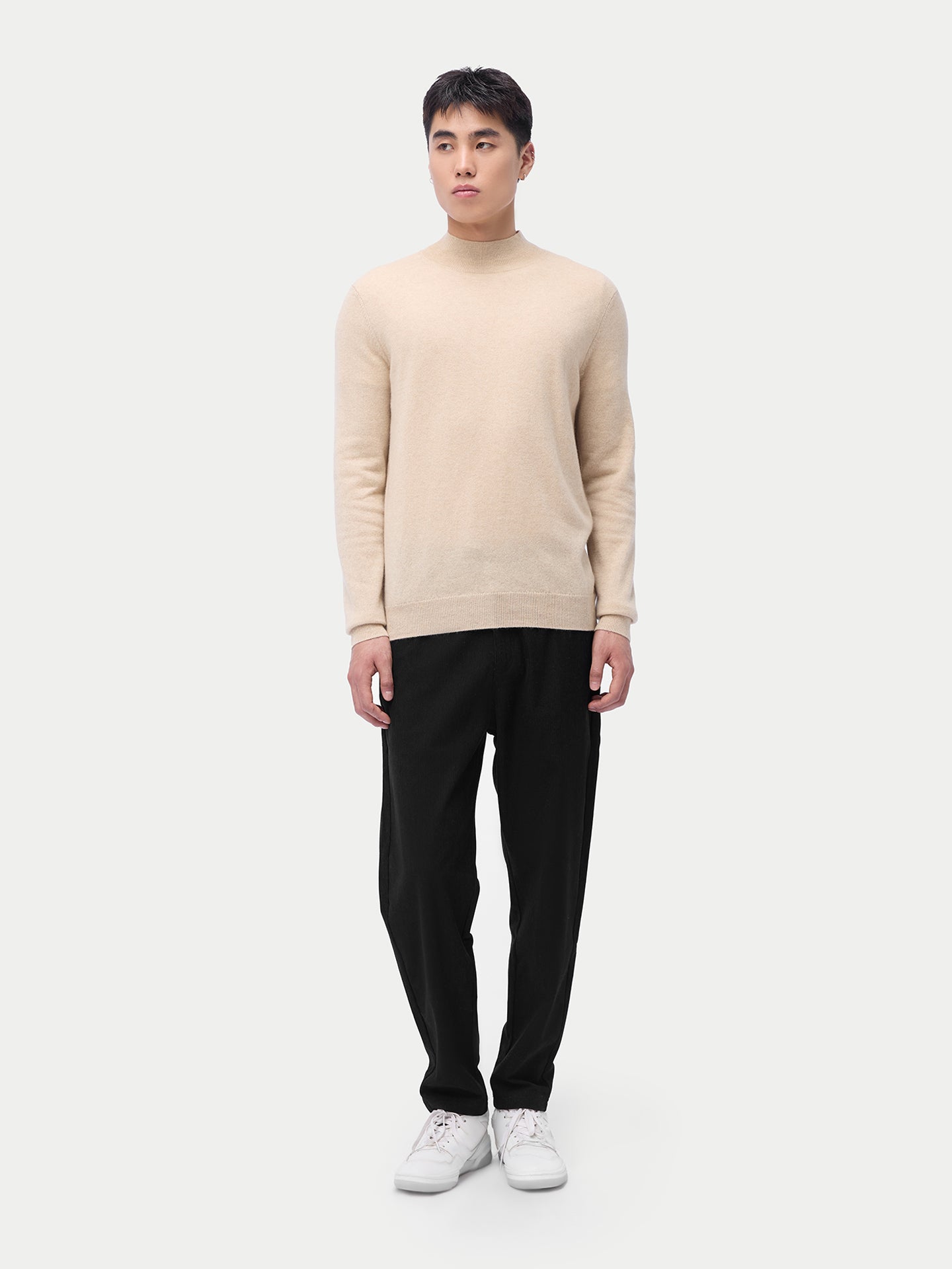 Organic Colour Cashmere Mock Neck Pullover