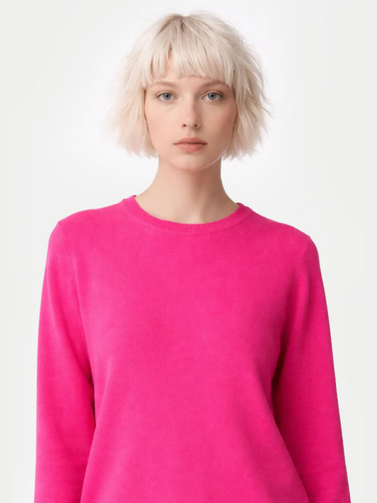 Essential Cashmere Crewneck Sweater Magenta - Gobi Cashmere