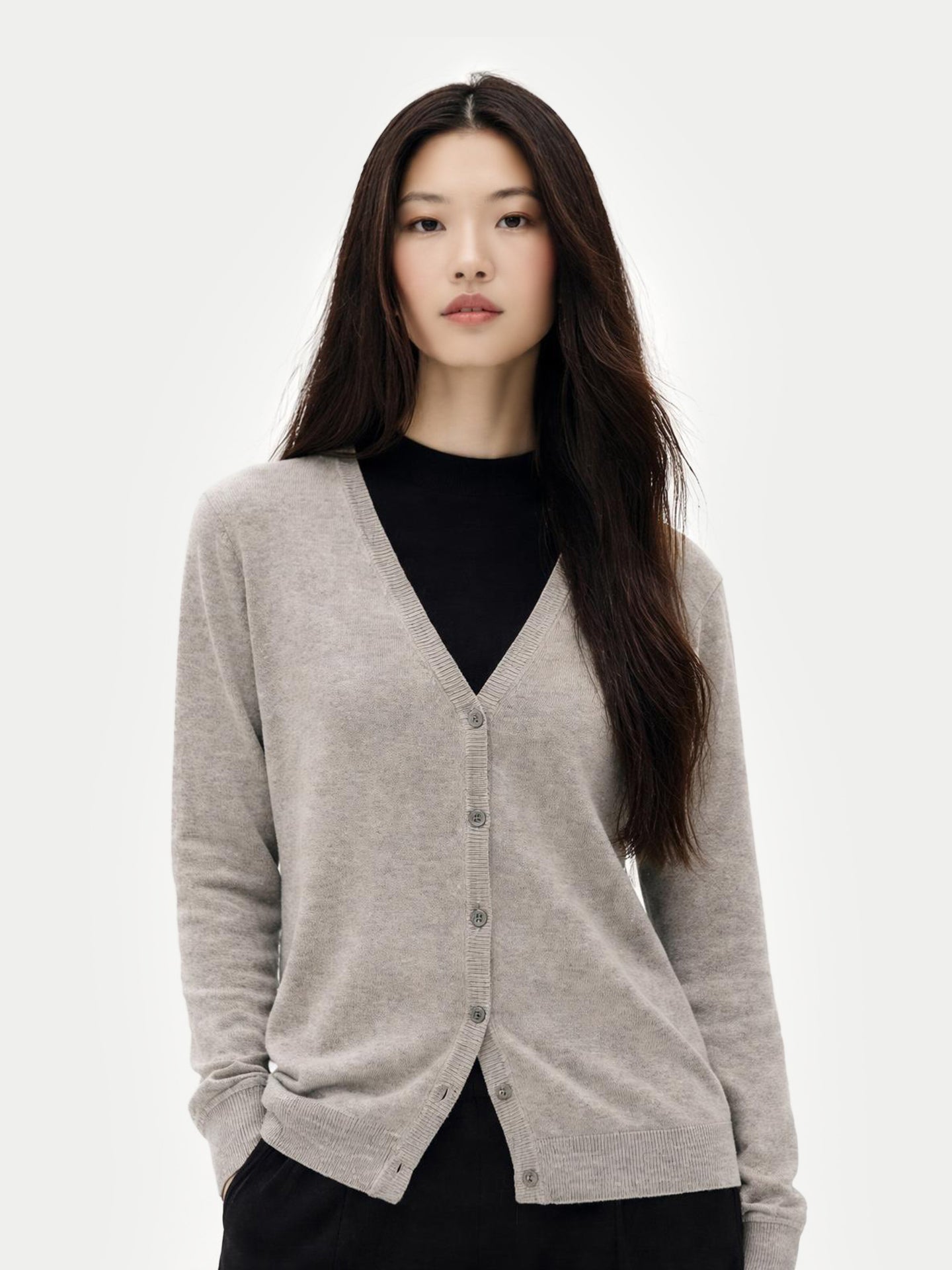 Essential Cashmere V-Neck Cardigan Dawn Blue - Gobi Cashmere