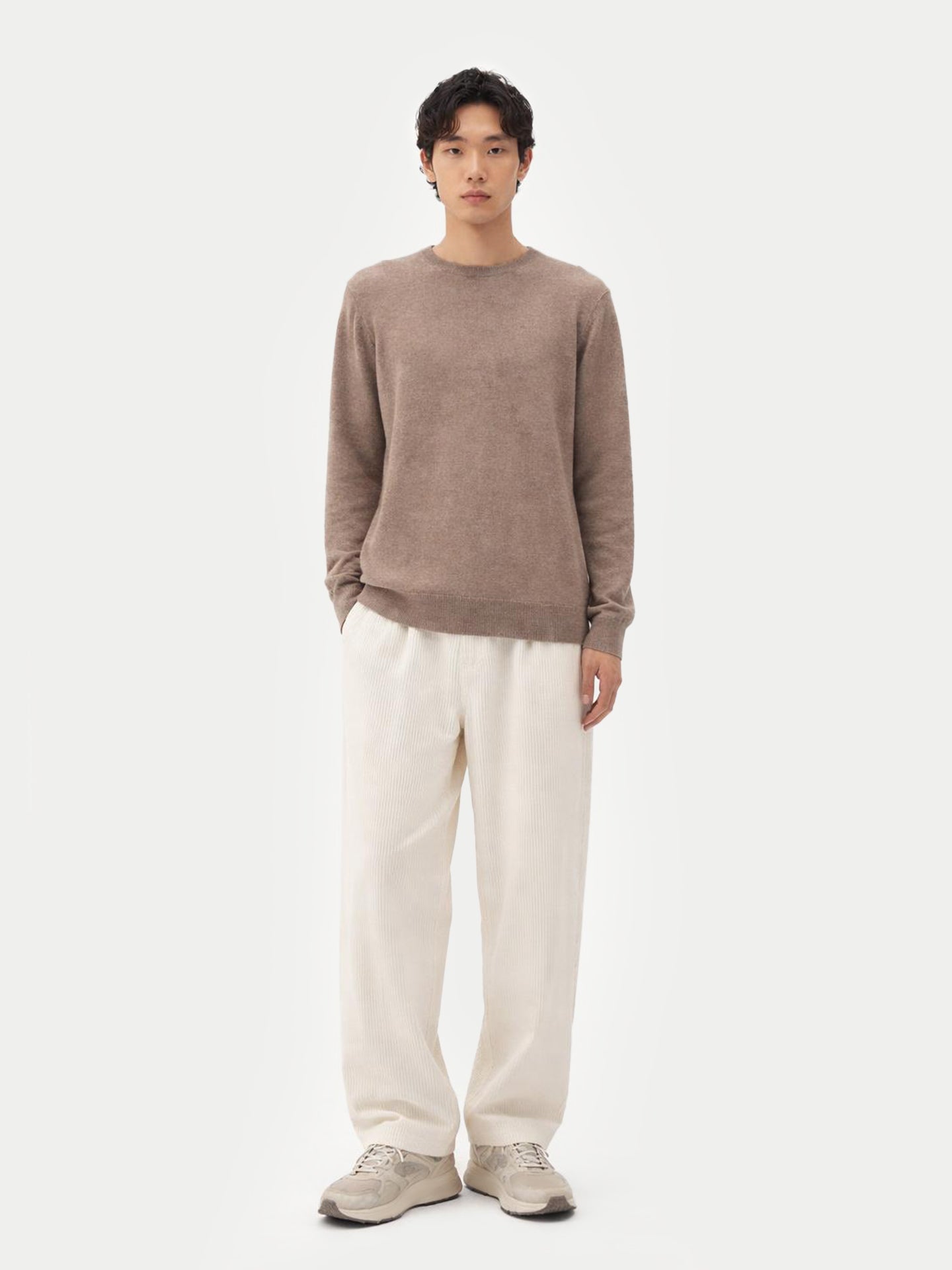 Essential Organic Cashmere Colour Crewneck Sweater Taupe - Gobi Cashmere