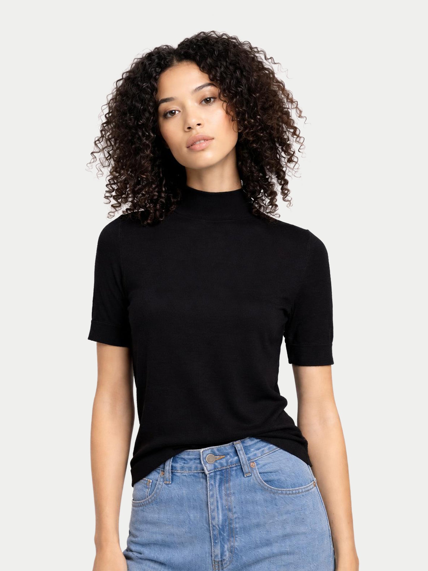 Cashmere Silk Shirt with High Neck