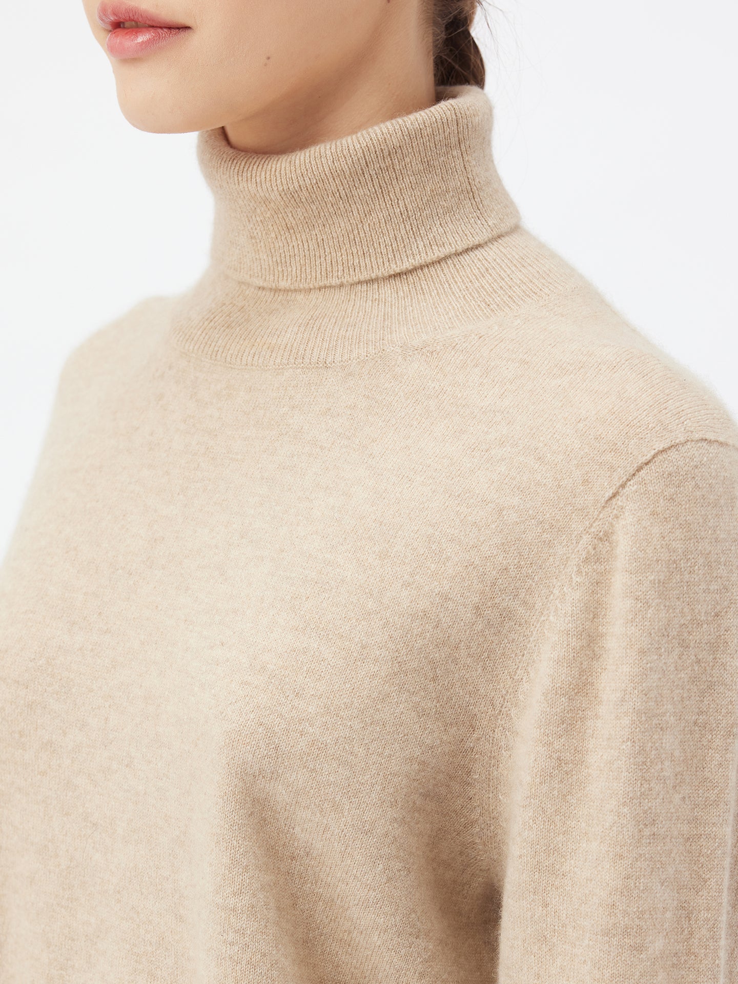 Women's Cashmere Basic Turtle Neck Sweater Warm Grey - Gobi Cashmere