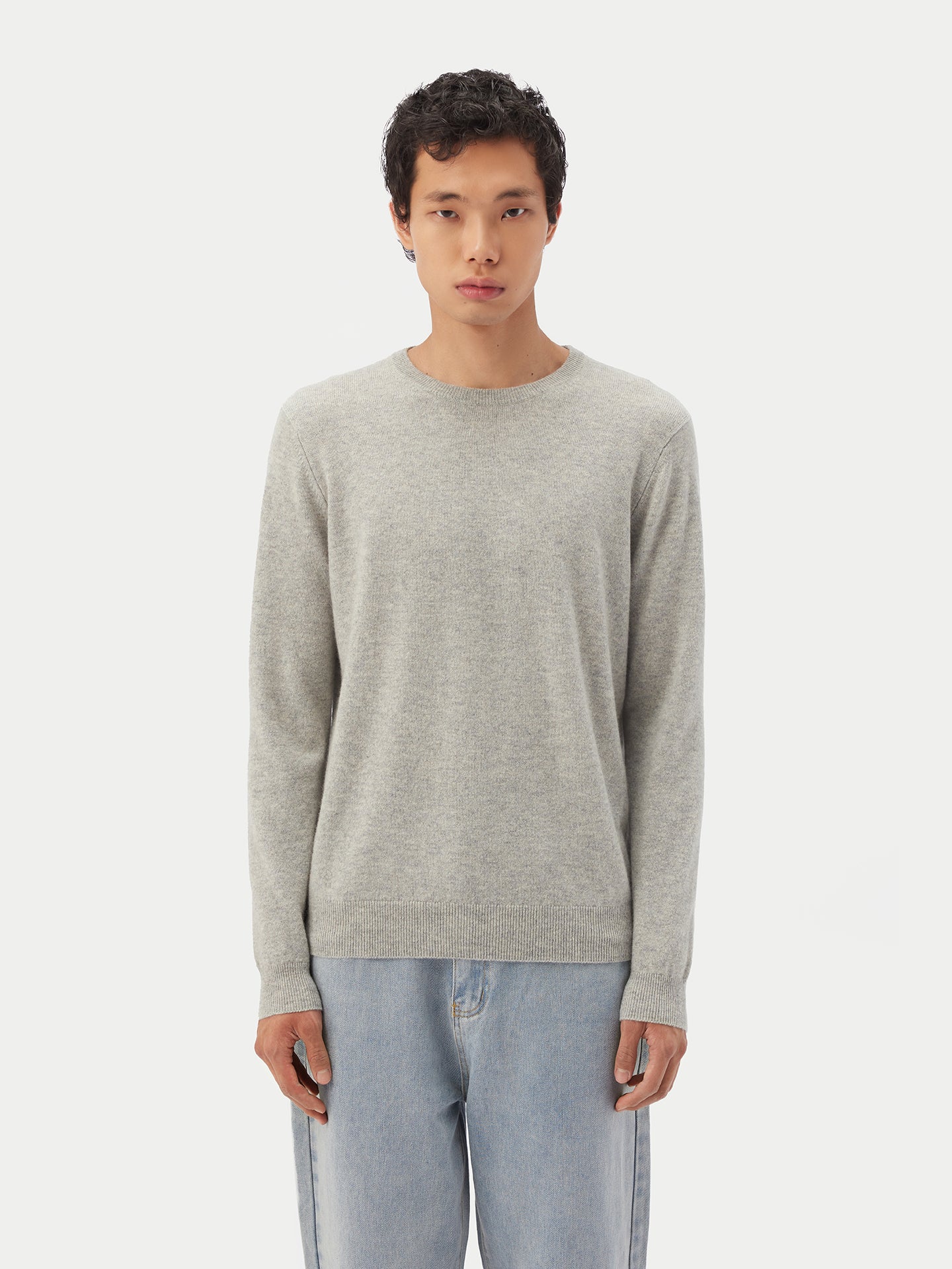 Men's Cashmere Basic Crew Neck Sweater Dawn Blue - Gobi Cashmere