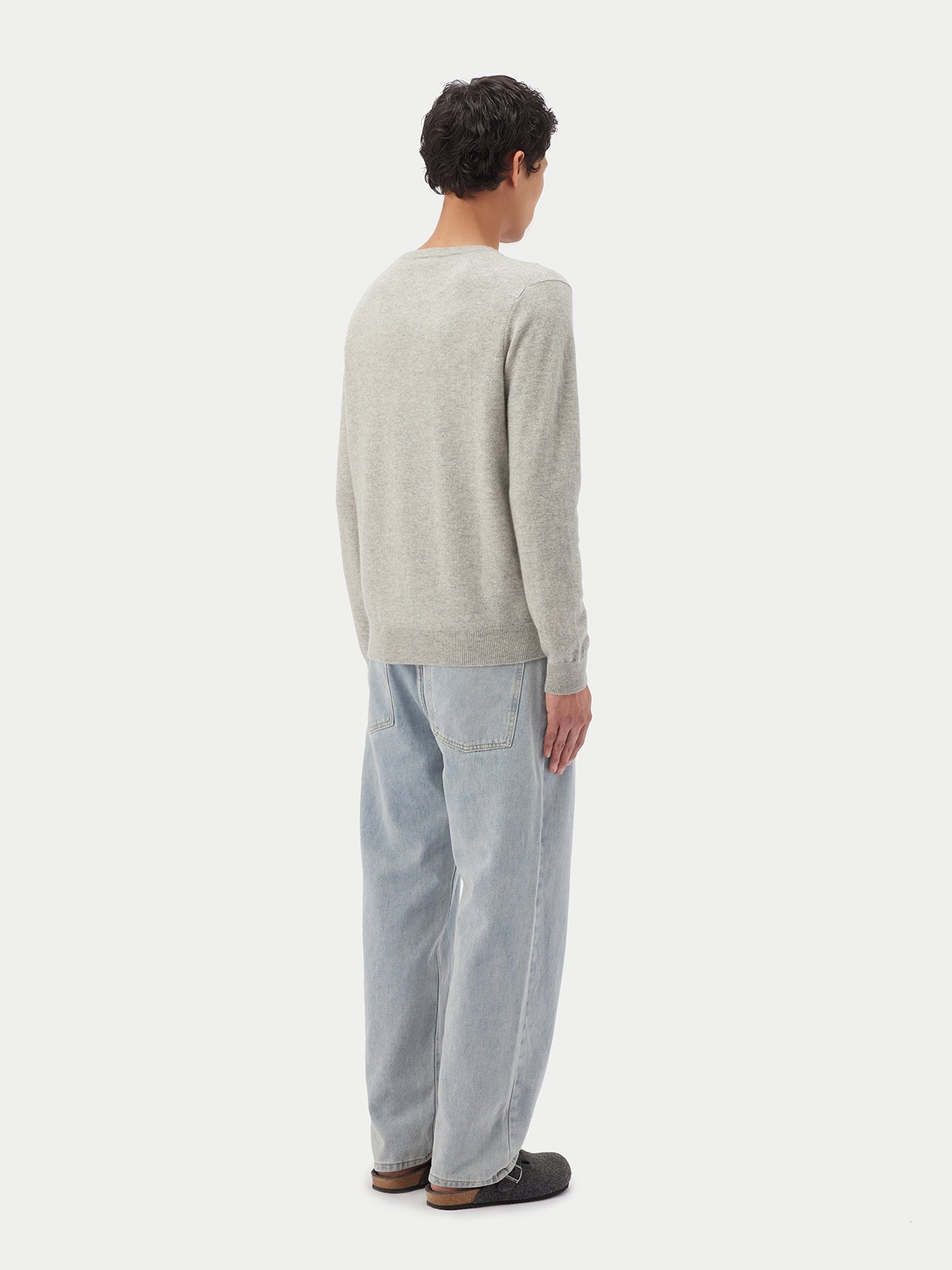 Men's Cashmere Basic Crew Neck Sweater Dawn Blue - Gobi Cashmere