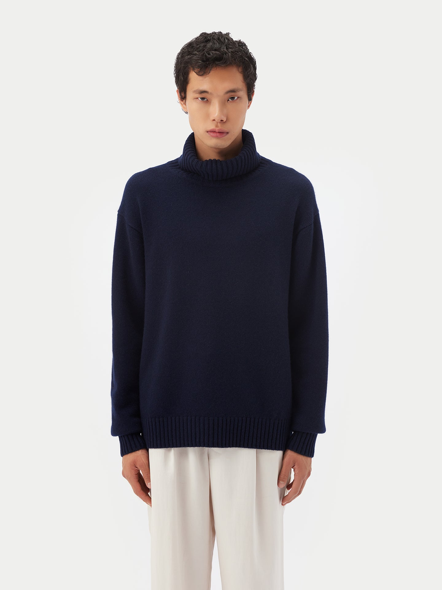 Men's Cashmere Turtleneck Navy - Gobi Cashmere