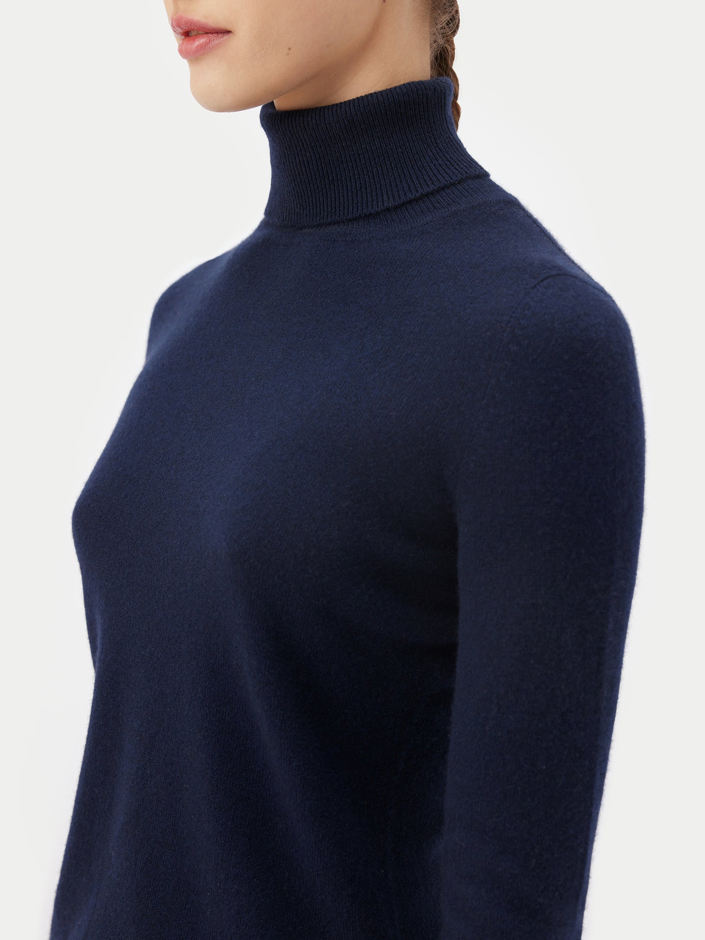 Women's Cashmere Basic Turtle Neck Sweater Navy - Gobi Cashmere