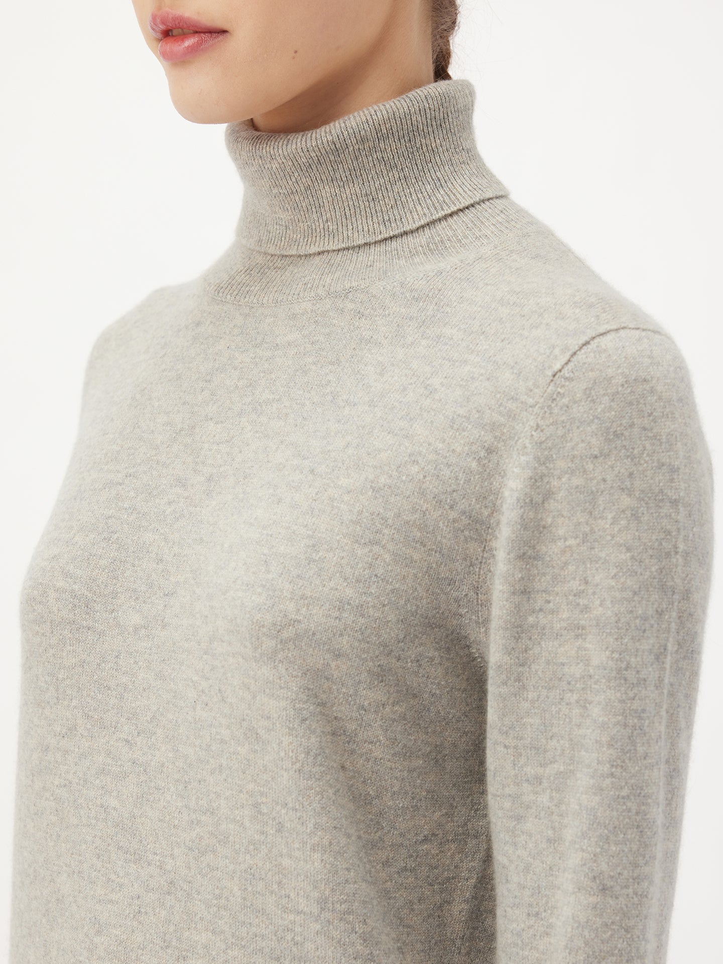 Women's Basic Turtle Neck Sweater Dawn Blue - Gobi Cashmere