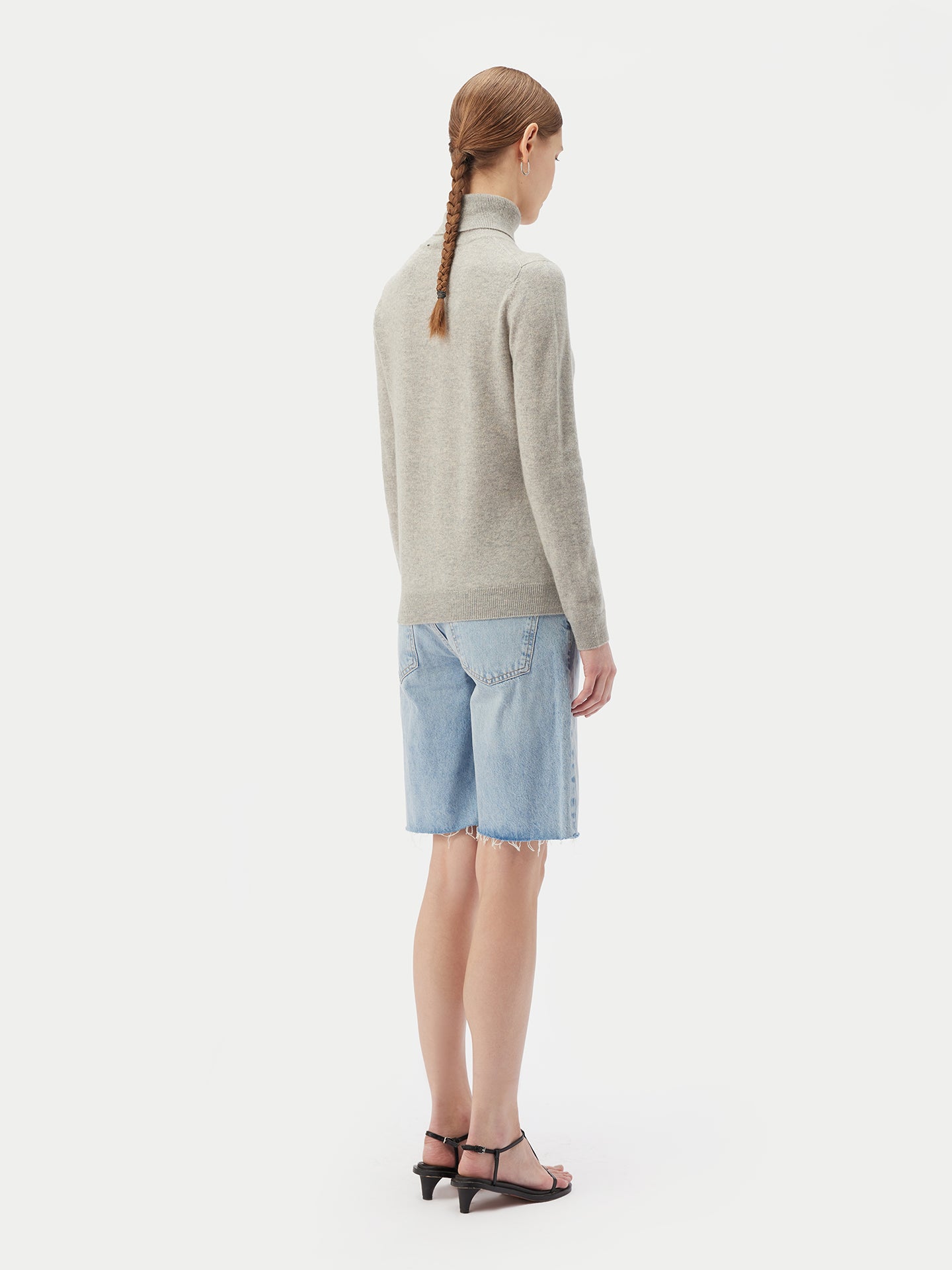 Women's Basic Turtle Neck Sweater Dawn Blue - Gobi Cashmere