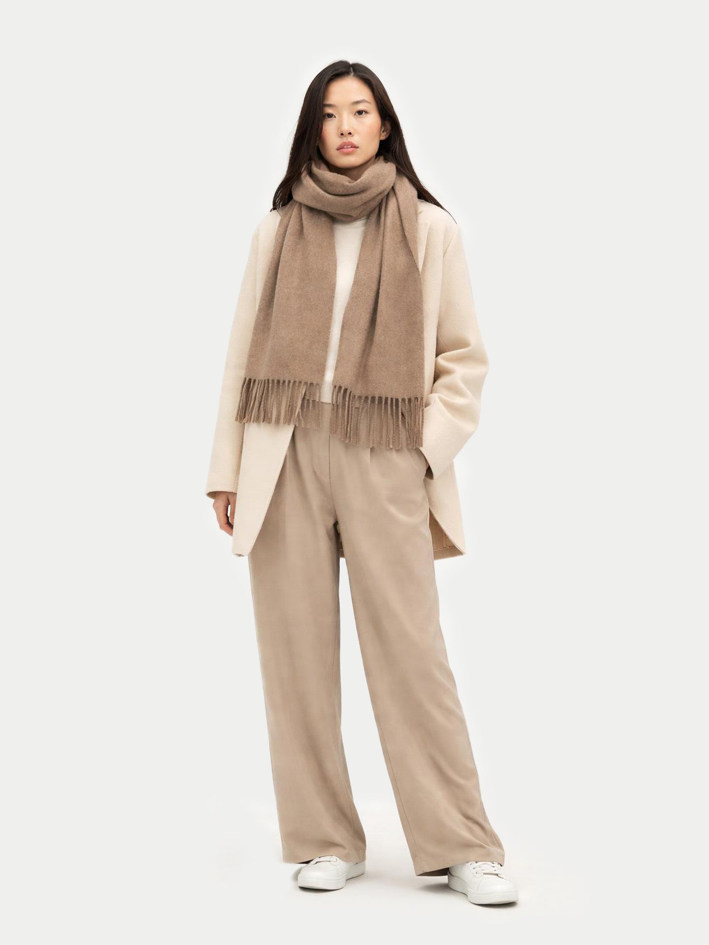 Écharpe avec franges en cachemire pour unisex Couleur Organique