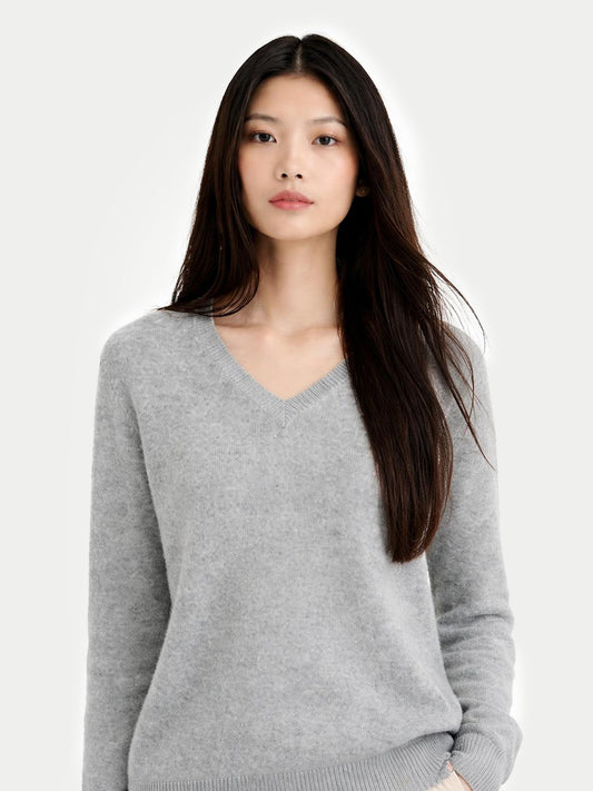 Essential Cashmere V-Neck Sweater Vapor Blue - Gobi Cashmere