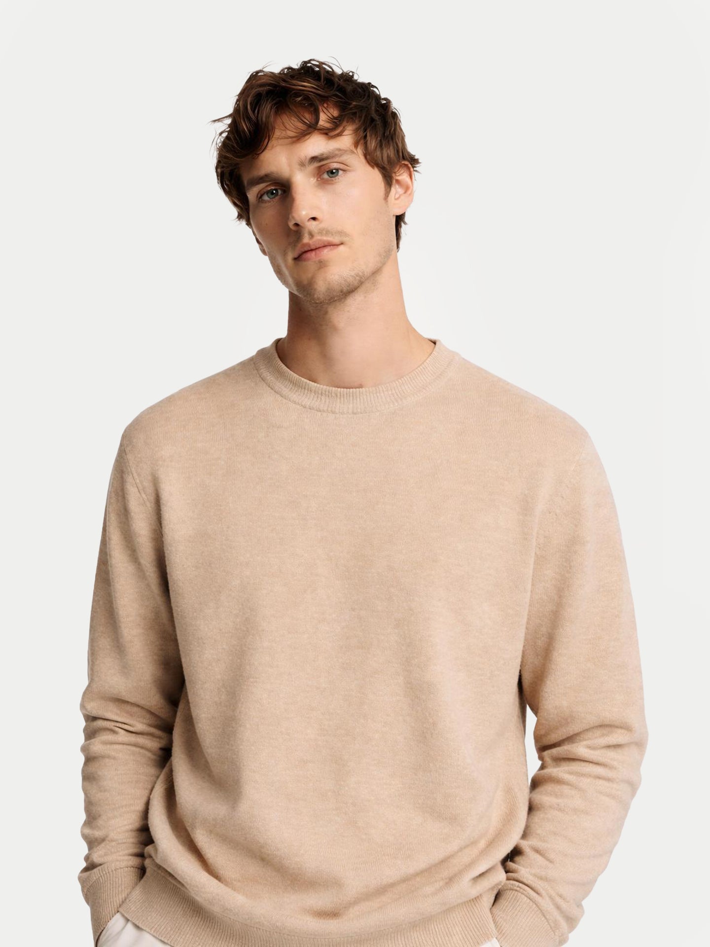 Essential Crewneck Cashmere Sweater Warm Grey - Gobi Cashmere