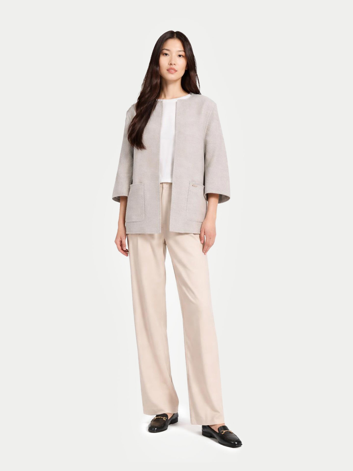 Patch Pocket Cashmere Poncho Jacket Dawn Blue - Gobi Cashmere