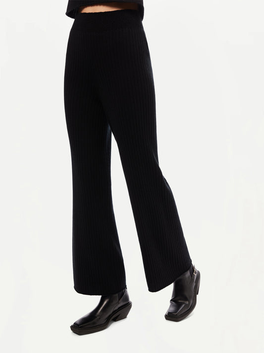 Women's Wide-Leg Cashmere Pants Black - Gobi Cashmere