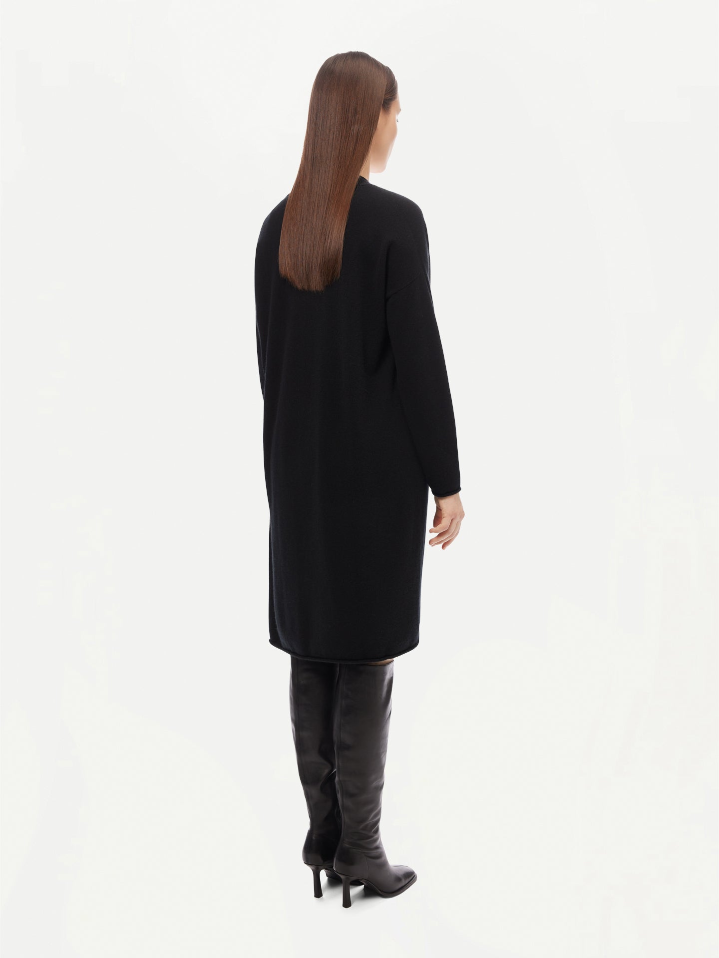 Women's Cashmere 3D Longline Cardigan Black - Gobi Cashmere