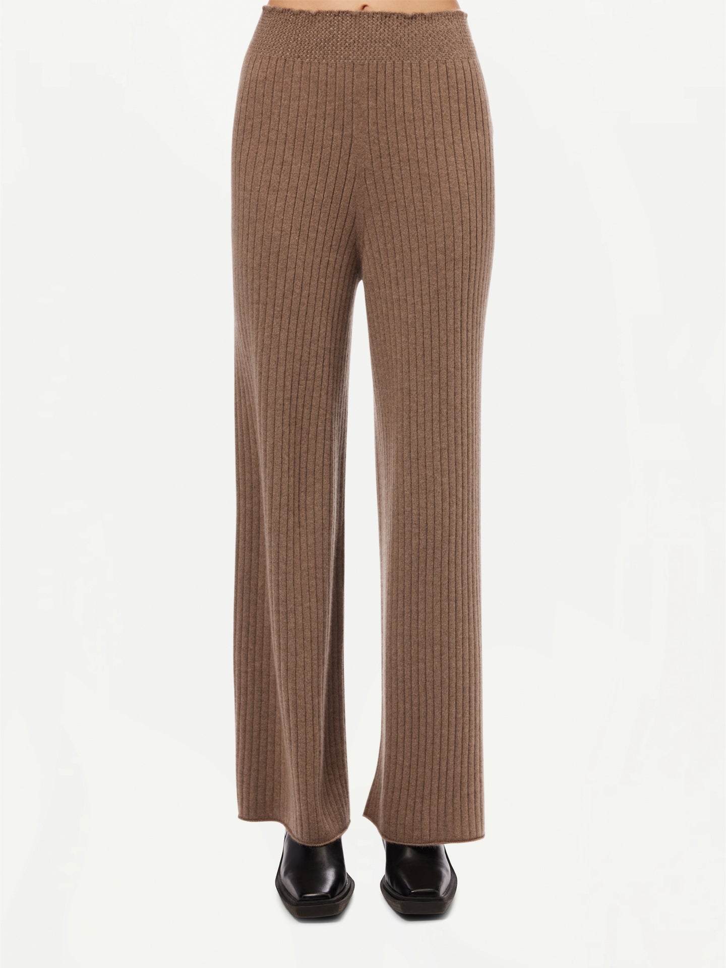 Women's Organic Colour Wide-Leg Cashmere Pants Taupe - Gobi Cashmere